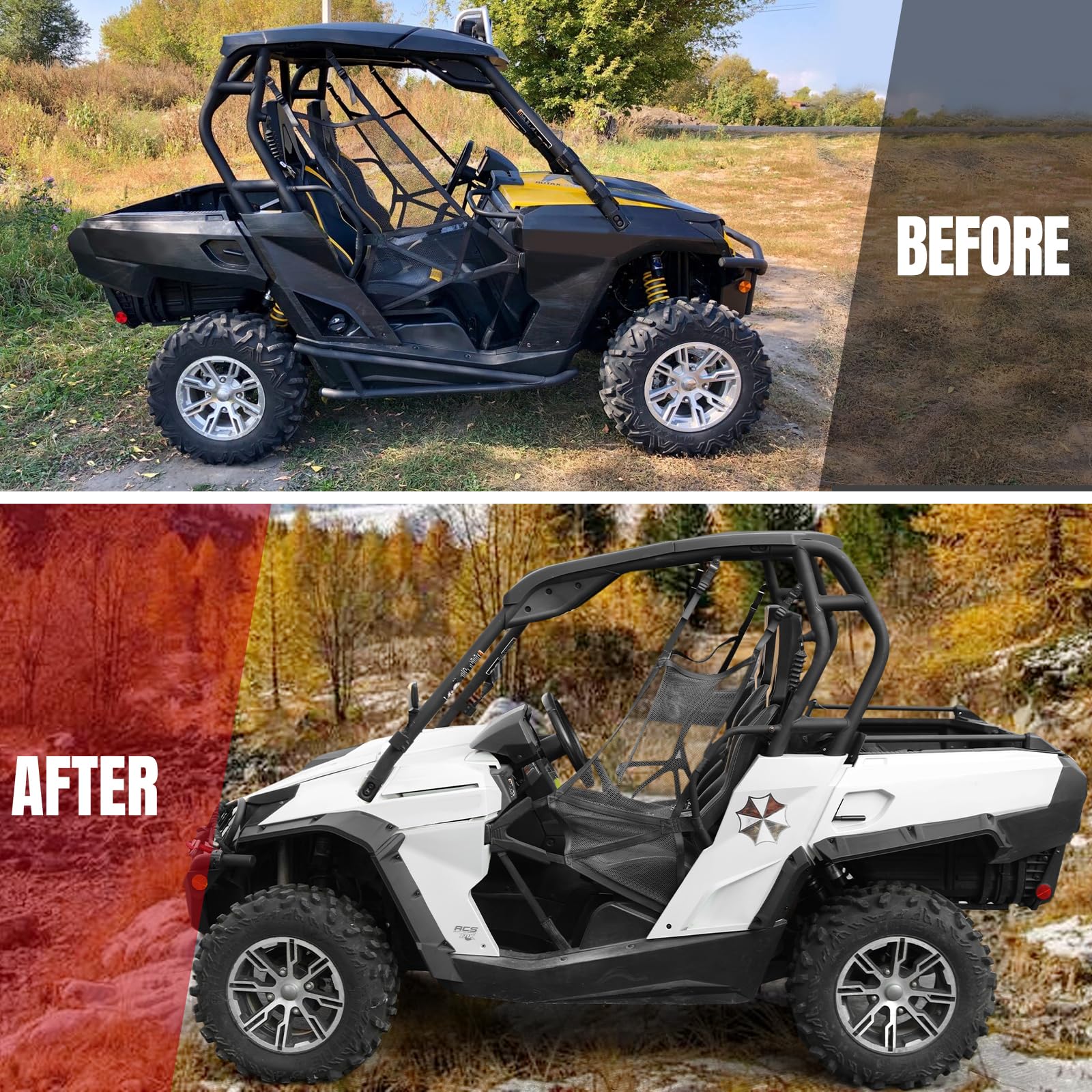 **A & UTV PRO Wide Fender Flares Kit for 2011-2020 Can Am Commander 1000 & 800 – Heavy-Duty XXL Extended Mud Flaps Front & Rear, OEM Replacement (#715002451, #715001013) – Perfect for Off-Roading, Mudding & Trail Protection**