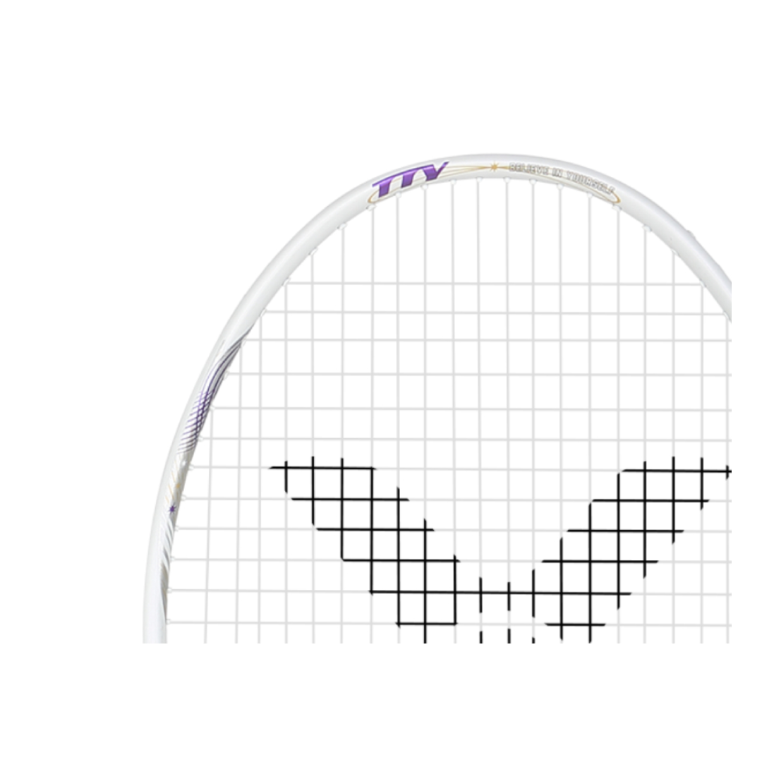 Victor Thruster TTY A Unstrung Badminton Racket [White] - Professional Grade Carbon Fiber Shuttlecock Racquet for Tournament & Training - Perfect for Singles/Doubles Matches & Backyard Play