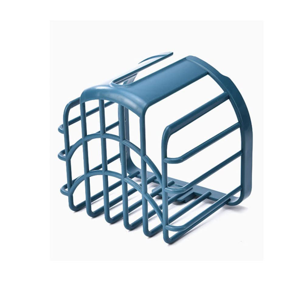 Wall Mounted Toilet Paper Holder - Adhesive Bathroom & Kitchen Tissue Roll Rack with Drainage Storage Shelf, Blue - Perfect for Small Spaces & RVs