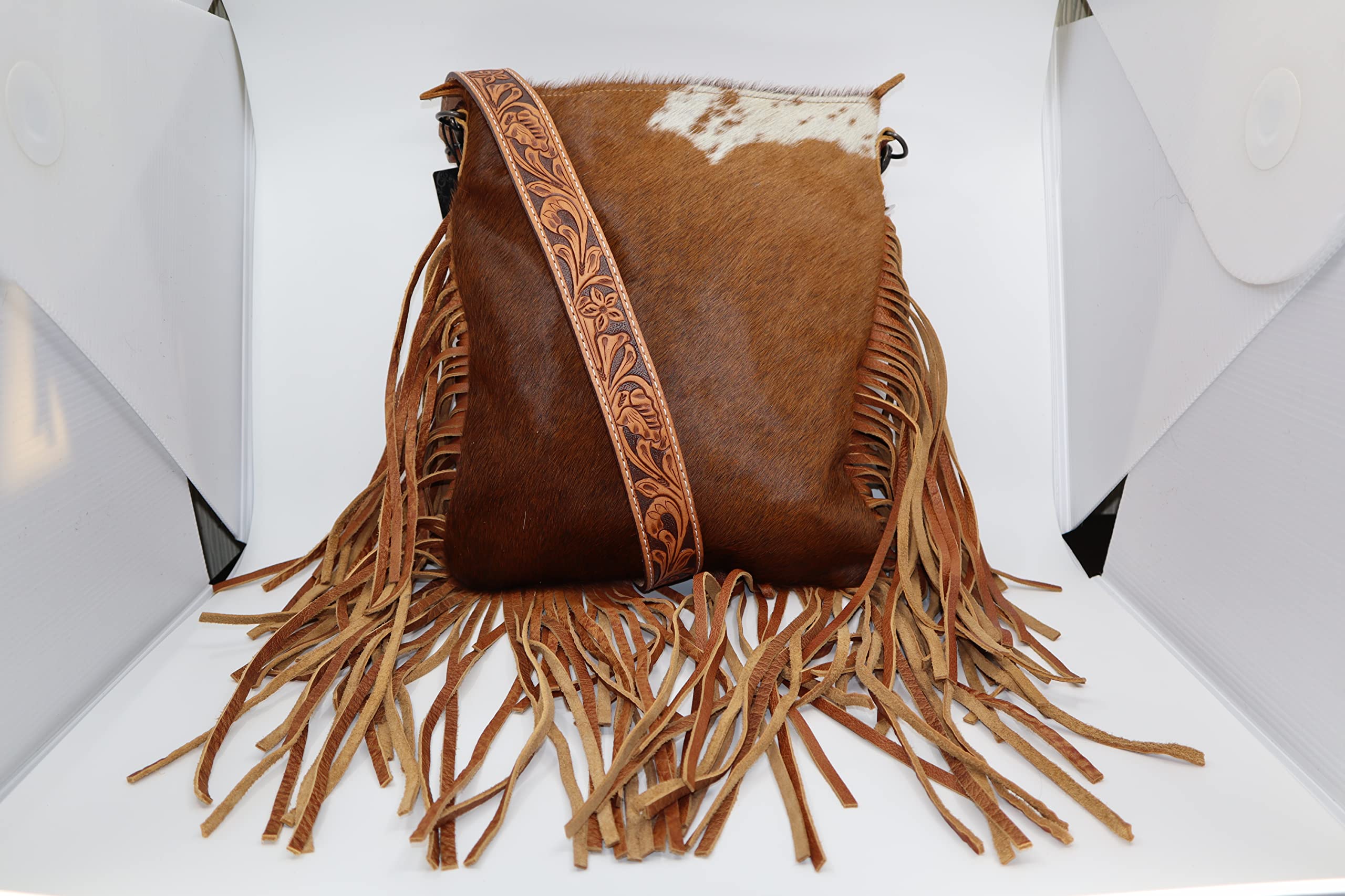 American Darling Women's Western Conceal Carry Crossbody Purse - Genuine Cowhide Leather with Fringe & Hair-On Design - Perfect for Everyday Use, Travel & Country-Themed Events