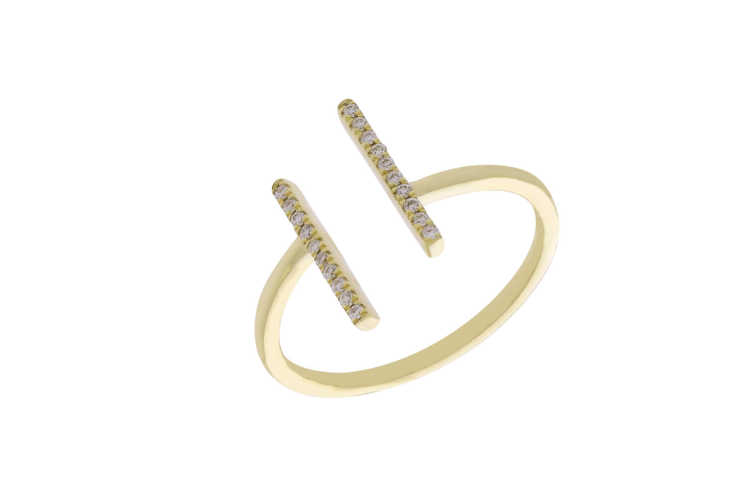 Goldenstar 0.07 Carat White Diamond Open Ring - 10k Gold Wedding Band, Engagement Ring for Women, Perfect for Anniversary, Proposal & Special Occasions