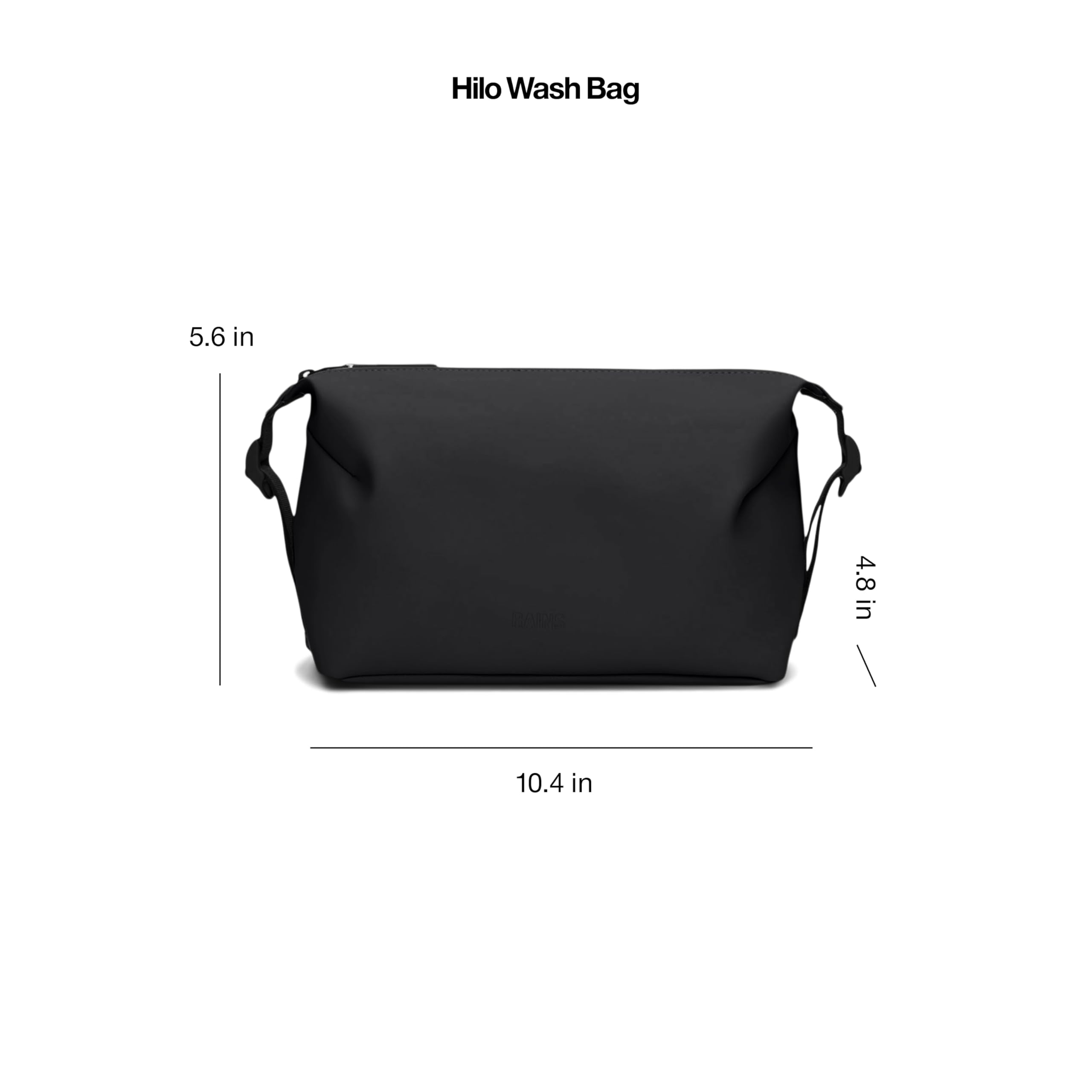 RAINS Hilo Waterproof Toiletry Bag for Travel - Black Cosmetic & Shower Organizer for Men & Women - Perfect for Camping, Gym, Business Trips & Weekend Getaways