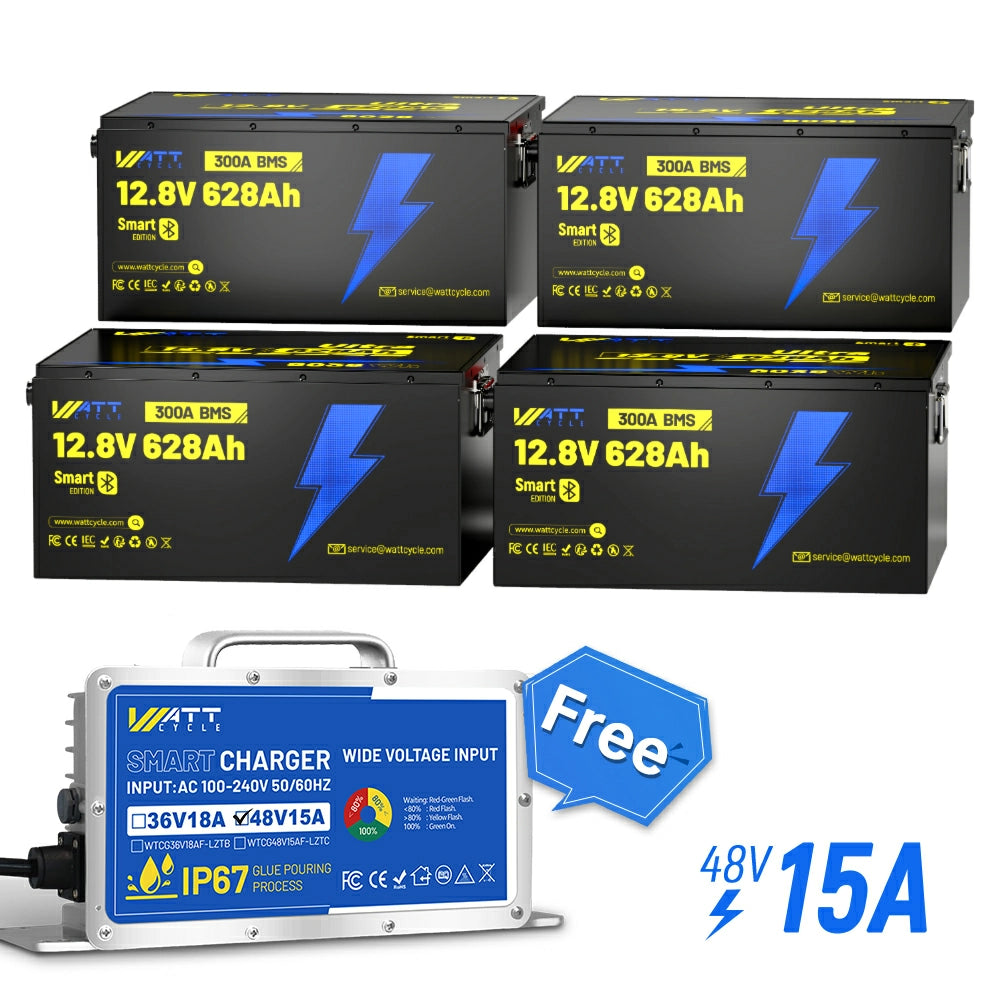 12V 628Ah Ultra Lightweight Lithium Battery with Bluetooth - Perfect for RVs, Boats, Solar Power Systems & Off-Grid Applications
