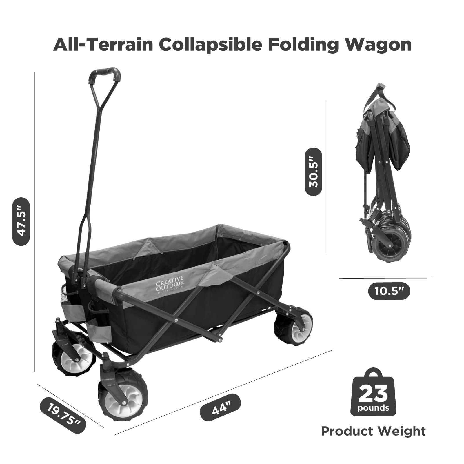 Best Collapsible Outdoor Wagon for Kids - All-Terrain Push Pull Stroller & Folding Cargo Cart | Perfect for Beach, Park, Garden, Sports & Camping | Durable & Portable for Family Outings, Picnics, and Shopping