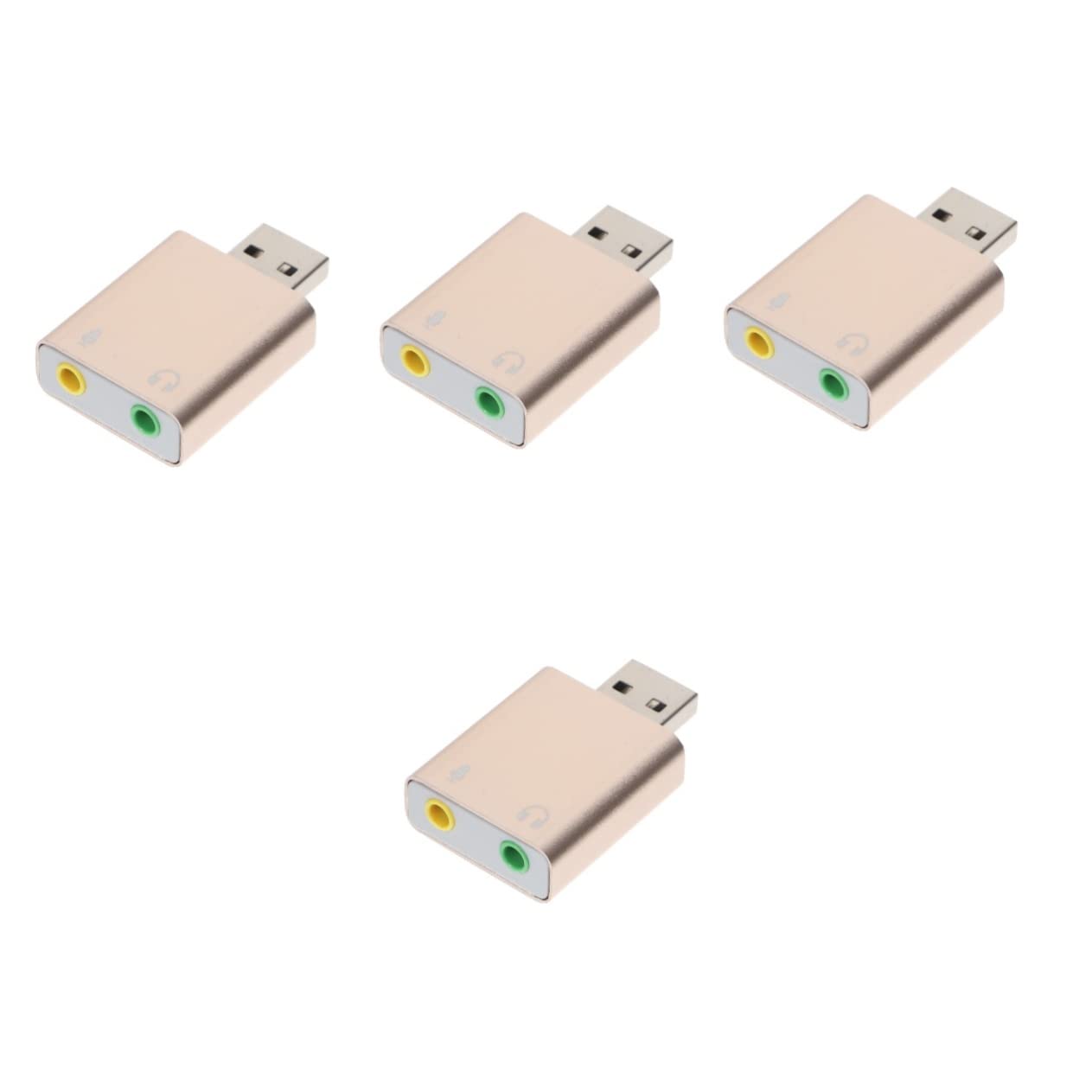 Parliky 4-Pack USB External Sound Card - Aux to USB Audio Adapter with Microphone Jack, USB to 3.5mm Audio Converter for Laptops & Computers - Aluminum Alloy Universal Bus Sound Effects Board for Gaming, Streaming & Conference Calls