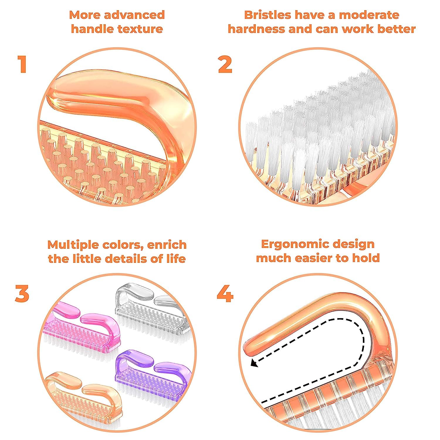 ZAUKY Nail Brush & Face Pack Brush Combo Set - Durable Handle Grip Nail Cleaner & Pedicure Scrub Brush with Soft Bristles for Home & Salon Use - Perfect for Manicure, Pedicure & Facial Care Routines