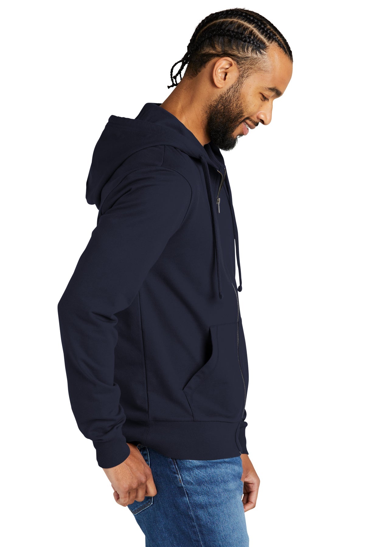 Allmade Unisex Organic French Terry Full Zip Hoodie - Night Sky Navy | Eco-Friendly Cotton Sweatshirt for Men & Women | Perfect for Casual Wear, Gym & Outdoor Activities