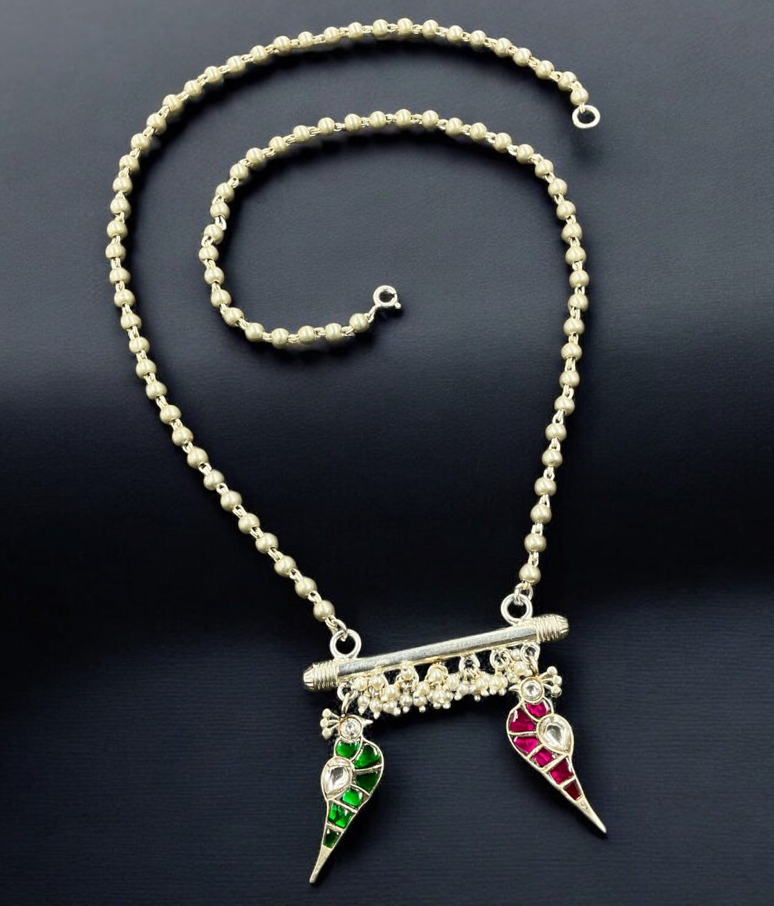 Elegant Basant Silver Twin Parrot Necklace - Handcrafted Sterling Silver Jewelry for Women - Perfect for Boho Fashion, Festivals & Special Occasions