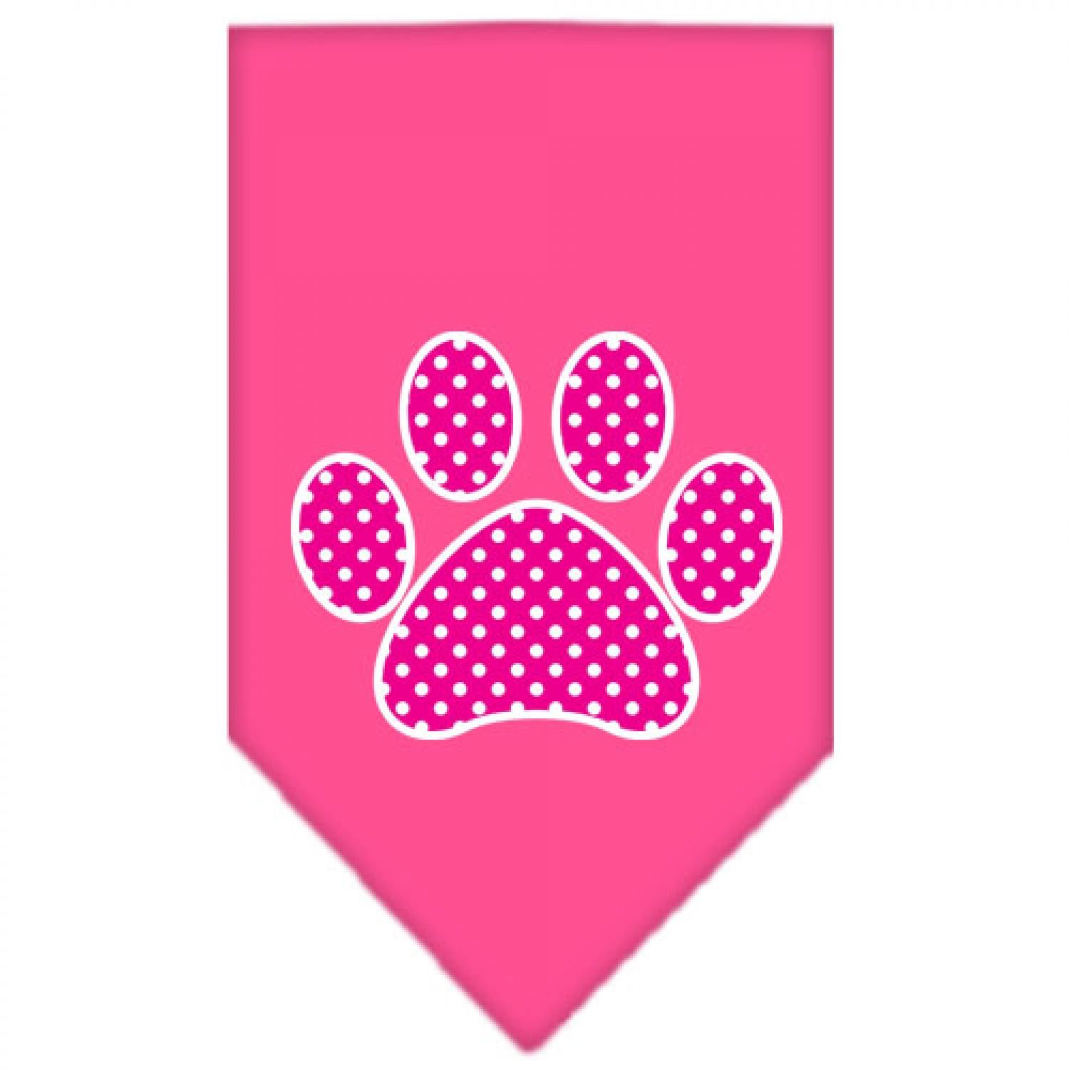 Pink Swiss Dot Paw Print Dog Bandana - Bright Pink Small Pet Bandana for Dogs & Cats - Perfect for Pet Birthdays, Holidays & Photo Shoots