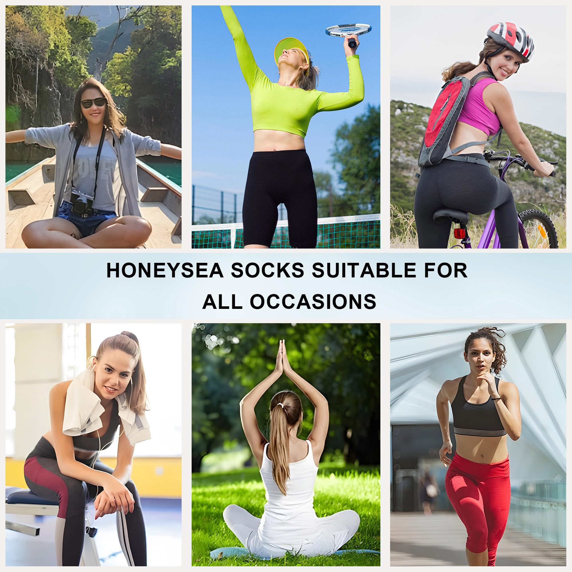 Honeysea Women's Breathable Ankle Socks - 6 Pairs Arch Support for Running & Yoga