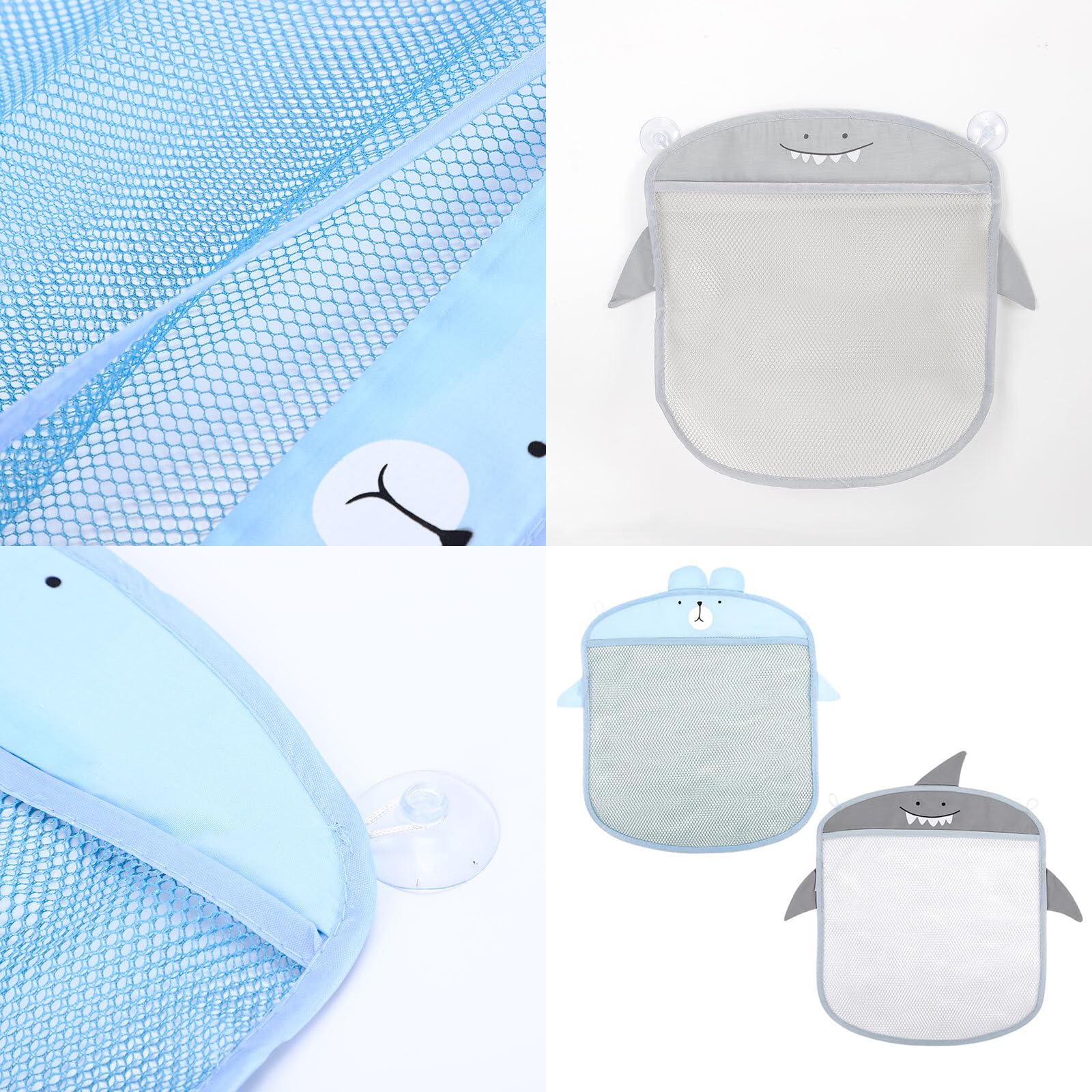 2-Pack Bath Toy Storage Net with 4 Adhesive Hooks - Organize Bathtub Toys & Keep Bathroom Clutter-Free - Perfect for Kids' Bath Time & Shower Organization