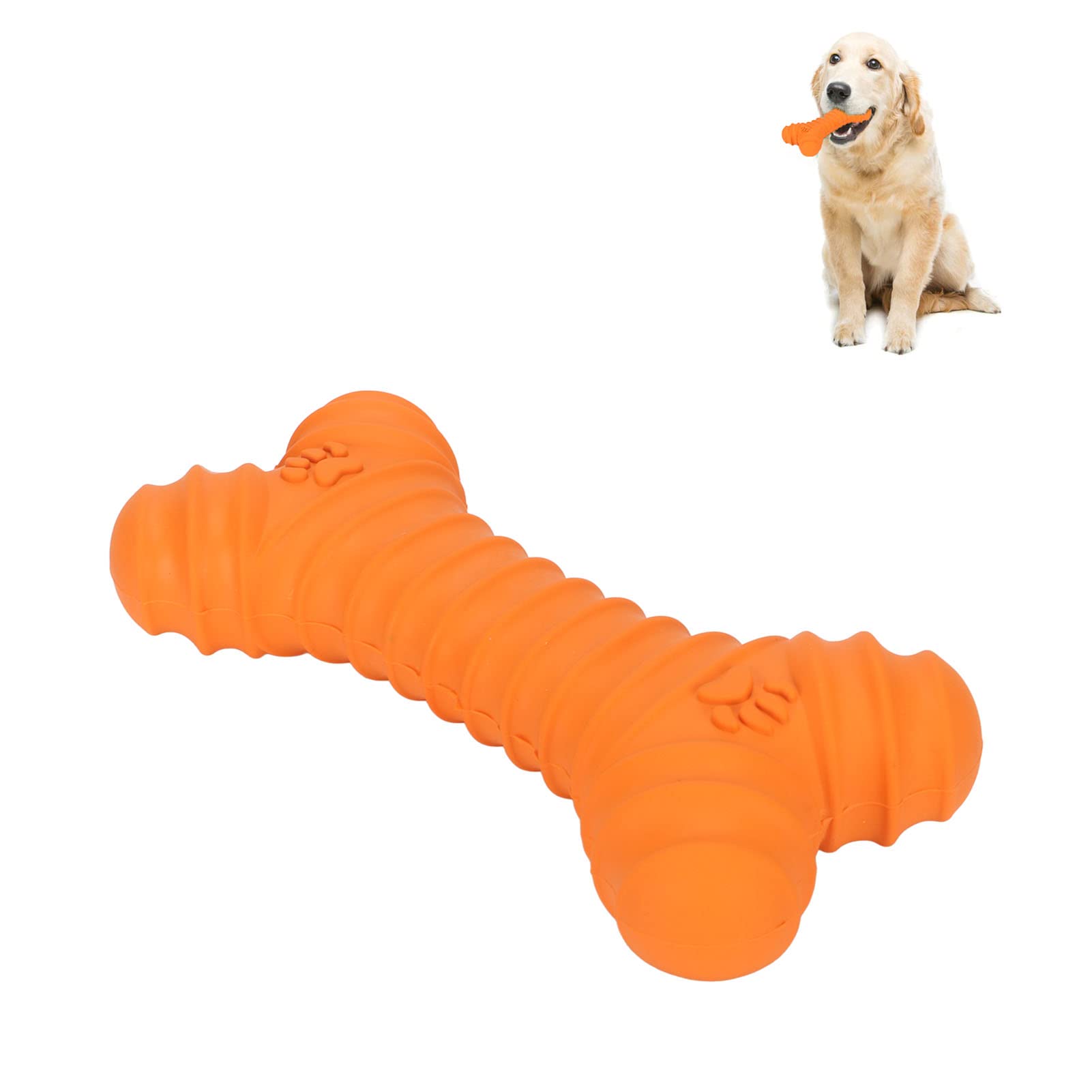 **Zerodis Indestructible Squeaky Dog Toy Bone Shape - Durable Rubber Chew Toy for Large Dogs & Aggressive Chewers - Interactive Pet Toy with Squeaker (Orange) - Perfect for Playtime, Training & Teething Relief**