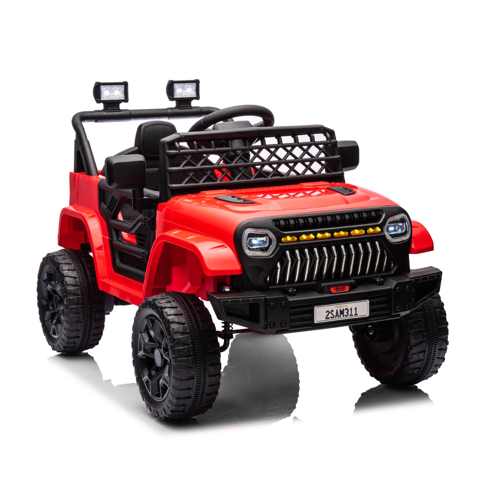 **GARVEE 12V Kids Ride On Truck with Remote Control - Electric Toy Car for Toddlers Age 3+ | Spring Suspension, LED Lights, Music & Battery Display | Outdoor & Indoor Play, Birthday Gifts for Boys & Girls (Red)**