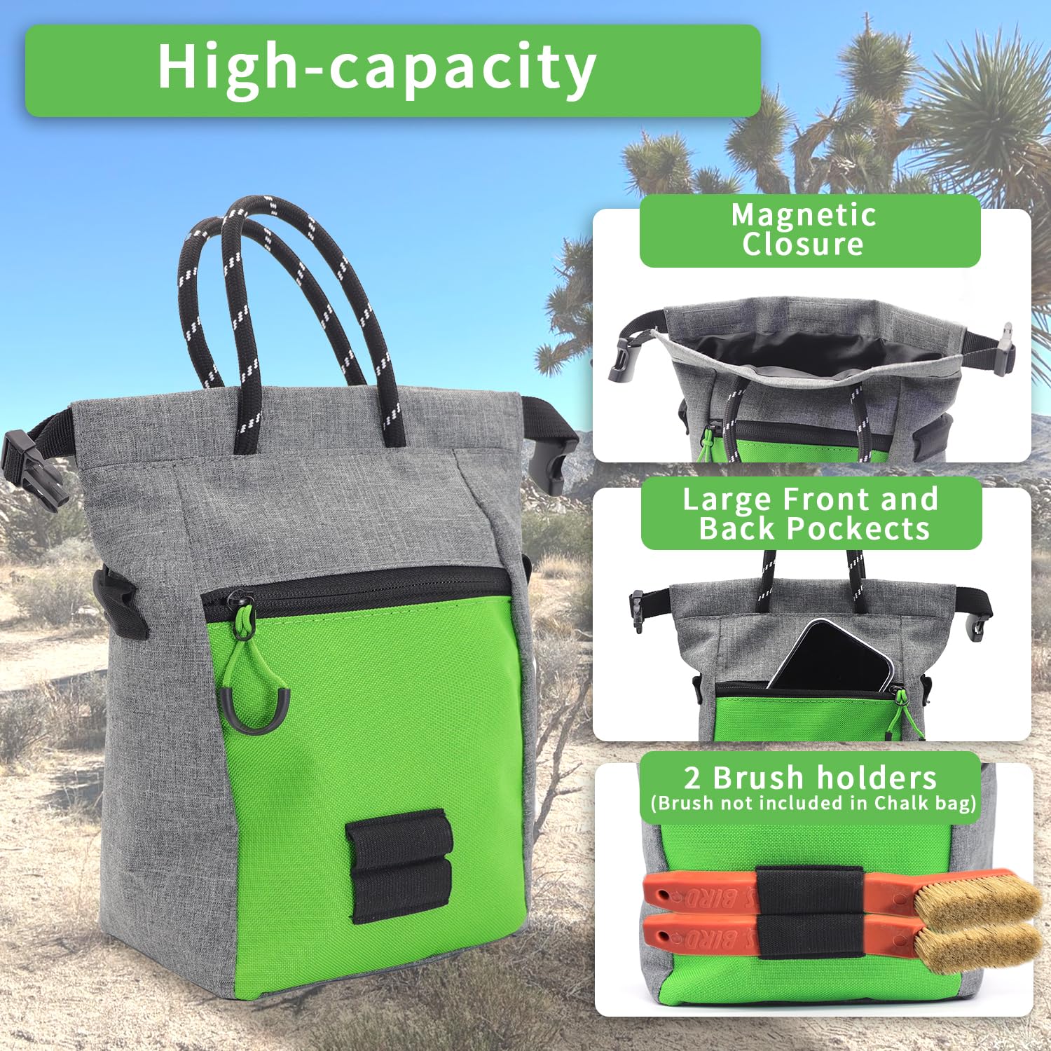 UpSent Large Bouldering Chalk Bucket with Magnetic Closure - Premium Rock Climbing Chalk Bag for Indoor & Outdoor Climbing, Bouldering, Gymnastics & Weightlifting - Perfect for Climbers & Athletes