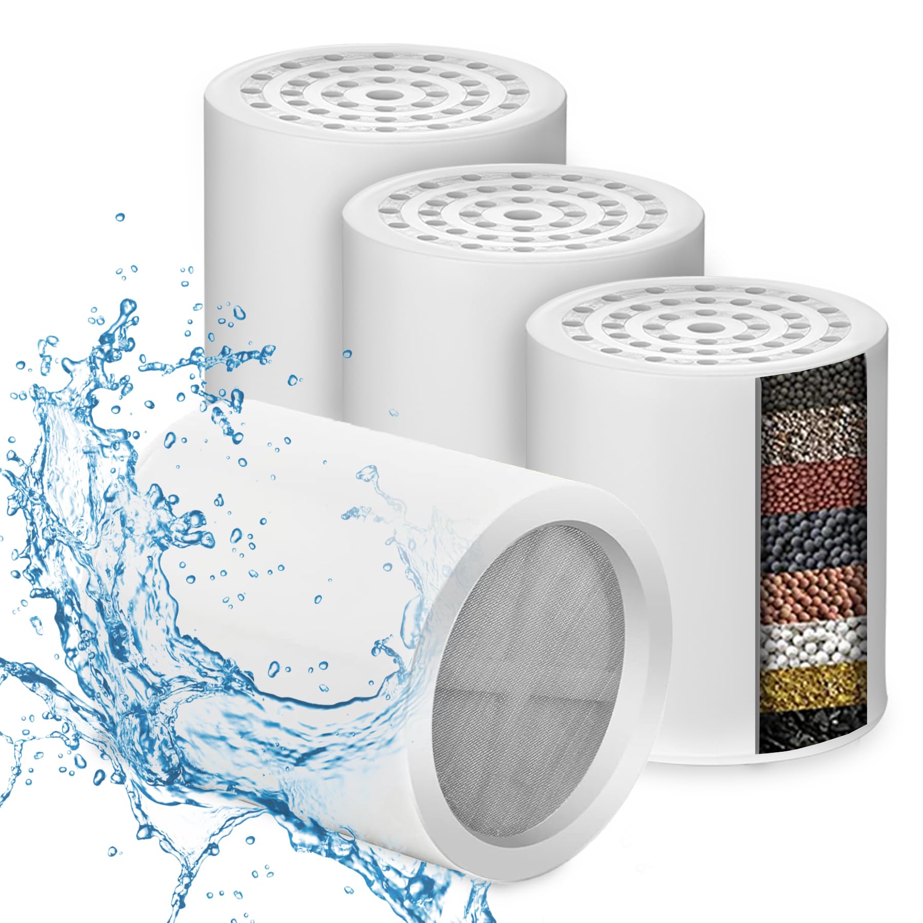 COLSEN 15-Stage Shower Filter Replacement Cartridge – Hard Water Purifier Removes Chlorine, Heavy Metals & Toxic Chemicals, Vitamin C Infused for Healthier Hair & Skin – Reduces Dryness & Itchiness (4 Pack) – Ideal for Sensitive Skin, Eczema & Family Bathroom Use