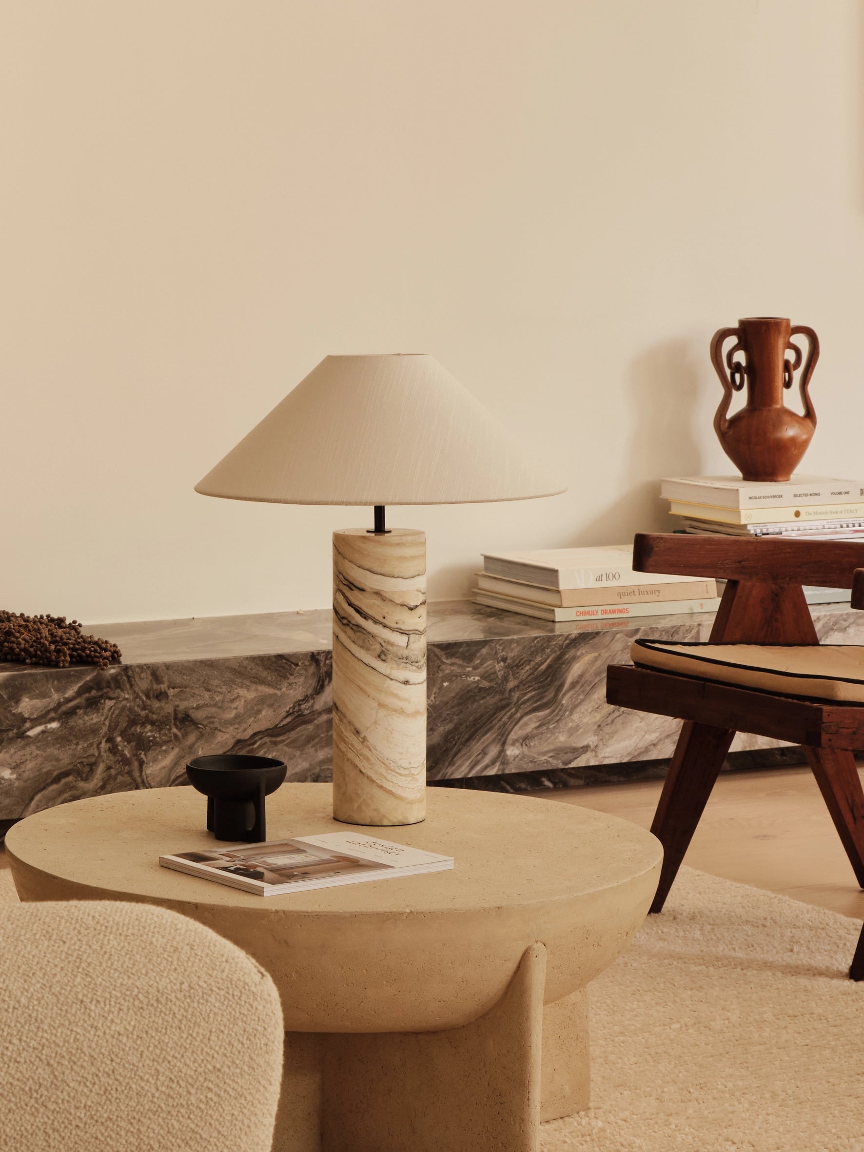 Barola White Onyx Cylinder Table Lamp - Elegant Home & Office Decor Lighting for Bedroom, Living Room, and Study