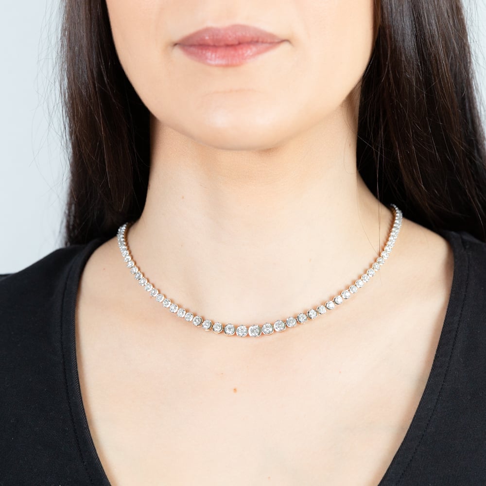 14K Yellow Gold 10 Carats Diamond Necklace with 111 Brilliant Cut Diamonds 17.1 Inches - Elegant Jewelry Gift for Women, Perfect for Weddings, Anniversaries & Special Occasions