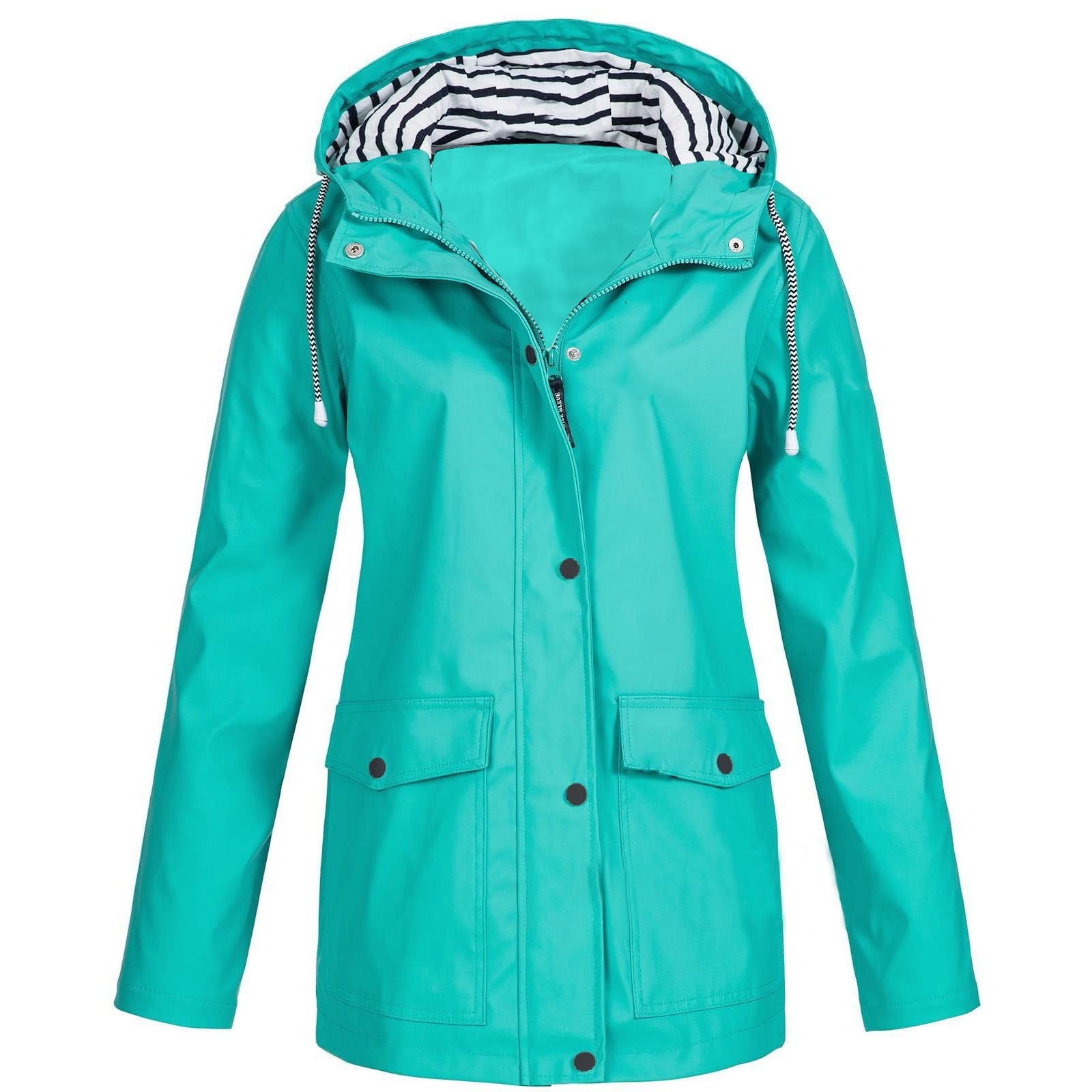 NaRHbrg Women's Lightweight Waterproof Rain Jacket with Hood - Windproof Active Outdoor Windbreaker Raincoat for Girls & Plus Size - Perfect for Hiking, Running & Travel