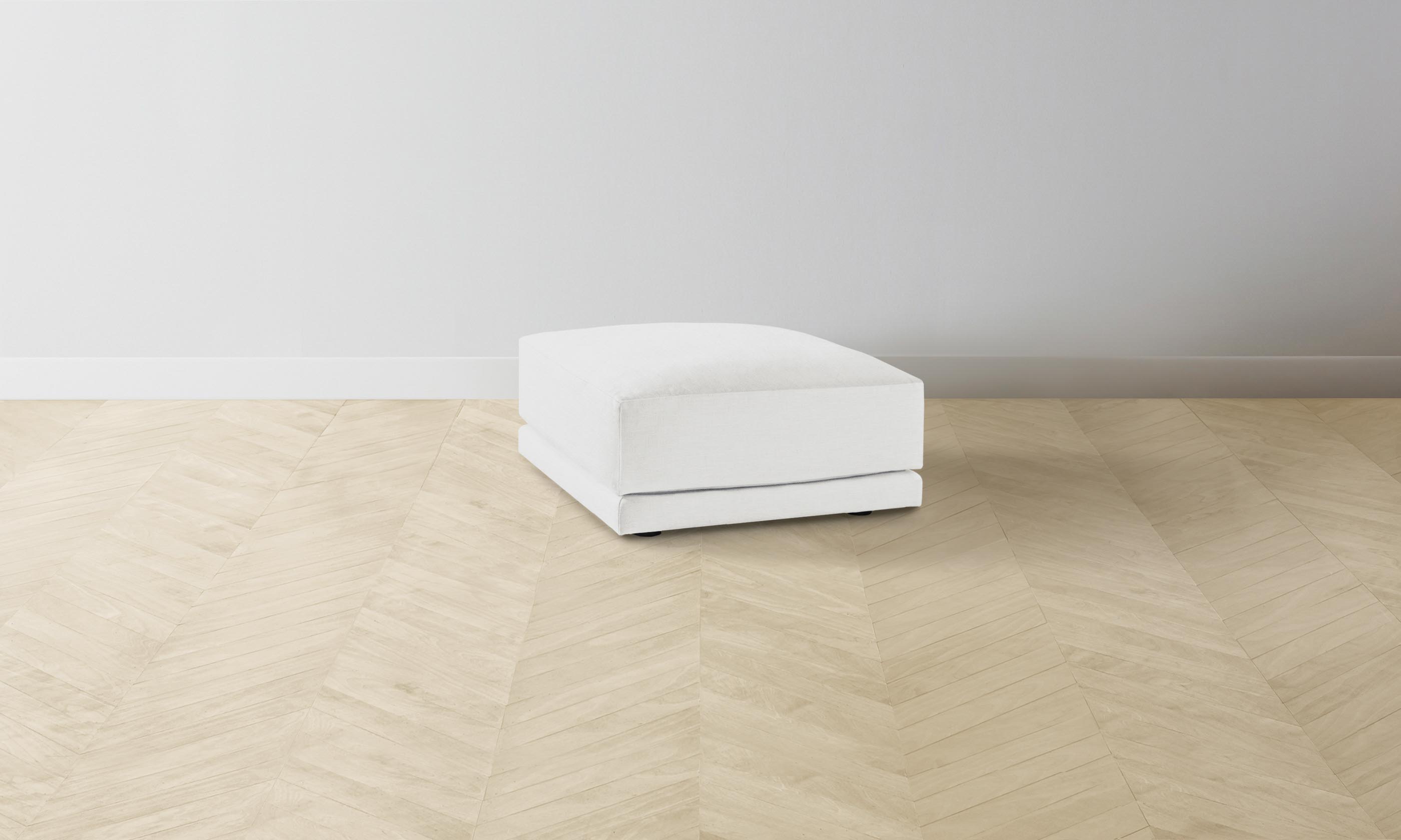 The Jones Ottoman - Premium Performance Linen Weave in Pure White - Perfect for Living Room, Bedroom & Home Decor