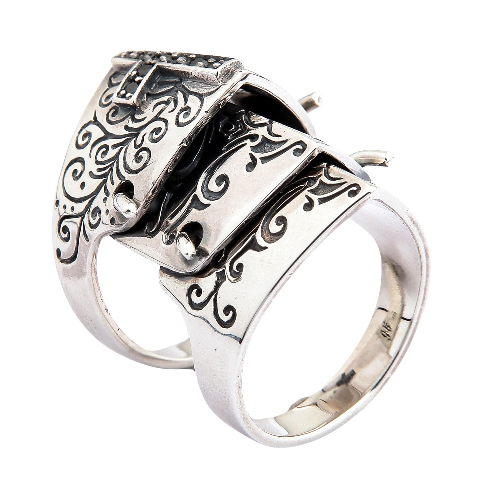 Knight Shield 925 Sterling Silver Medieval Armor Rocker Ring for Men - Gothic Punk Jewelry, Unique Statement Piece for Cosplay, LARP & Alternative Fashion