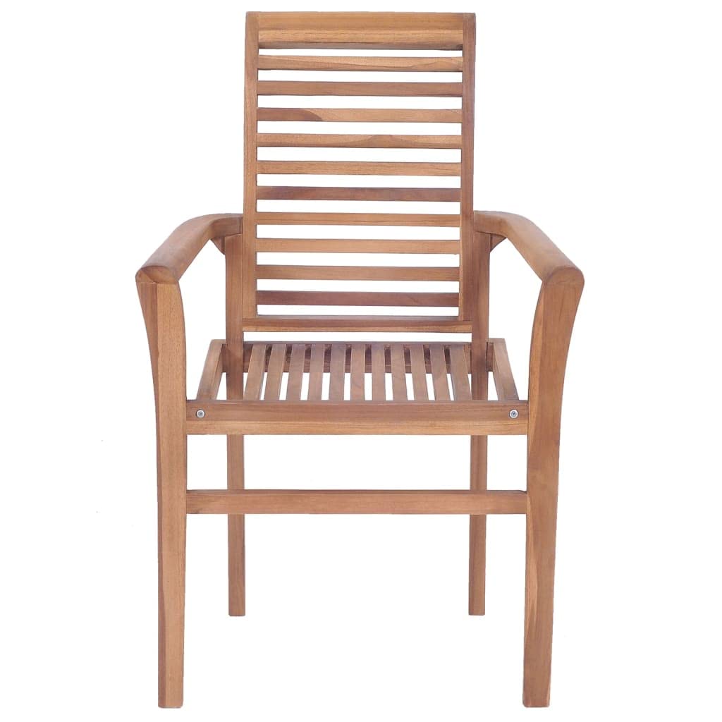 vidaXL 8-Piece Solid Teak Wood Stacking Dining Chairs | Retro Style Accent Chairs for Kitchen, Living Room, Bedroom & Outdoor Dining