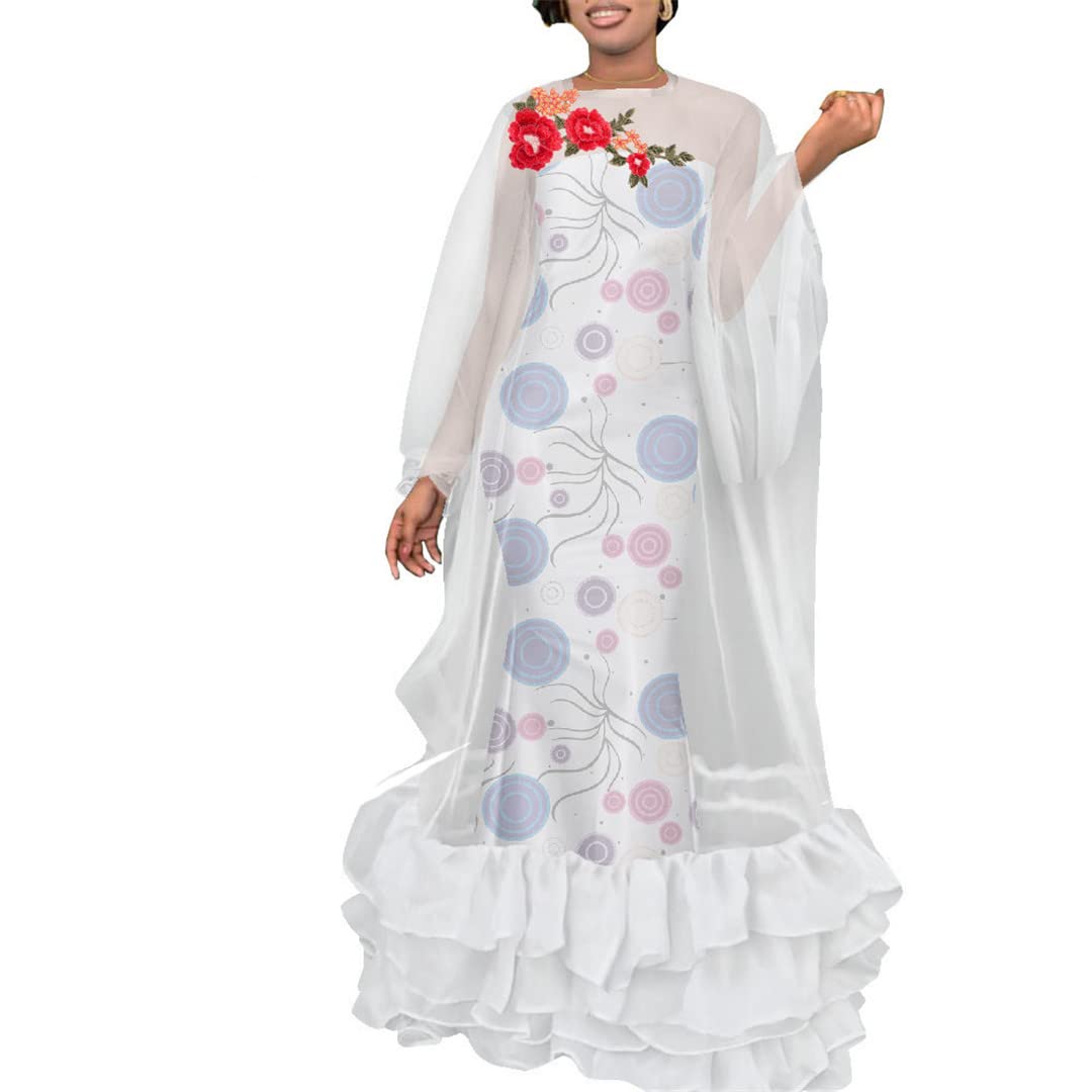 Elegant African Print Long Dress for Women - Stylish Applique Church Dress in 4XL Size 1404 | Perfect for Church Events, Weddings & Special Occasions