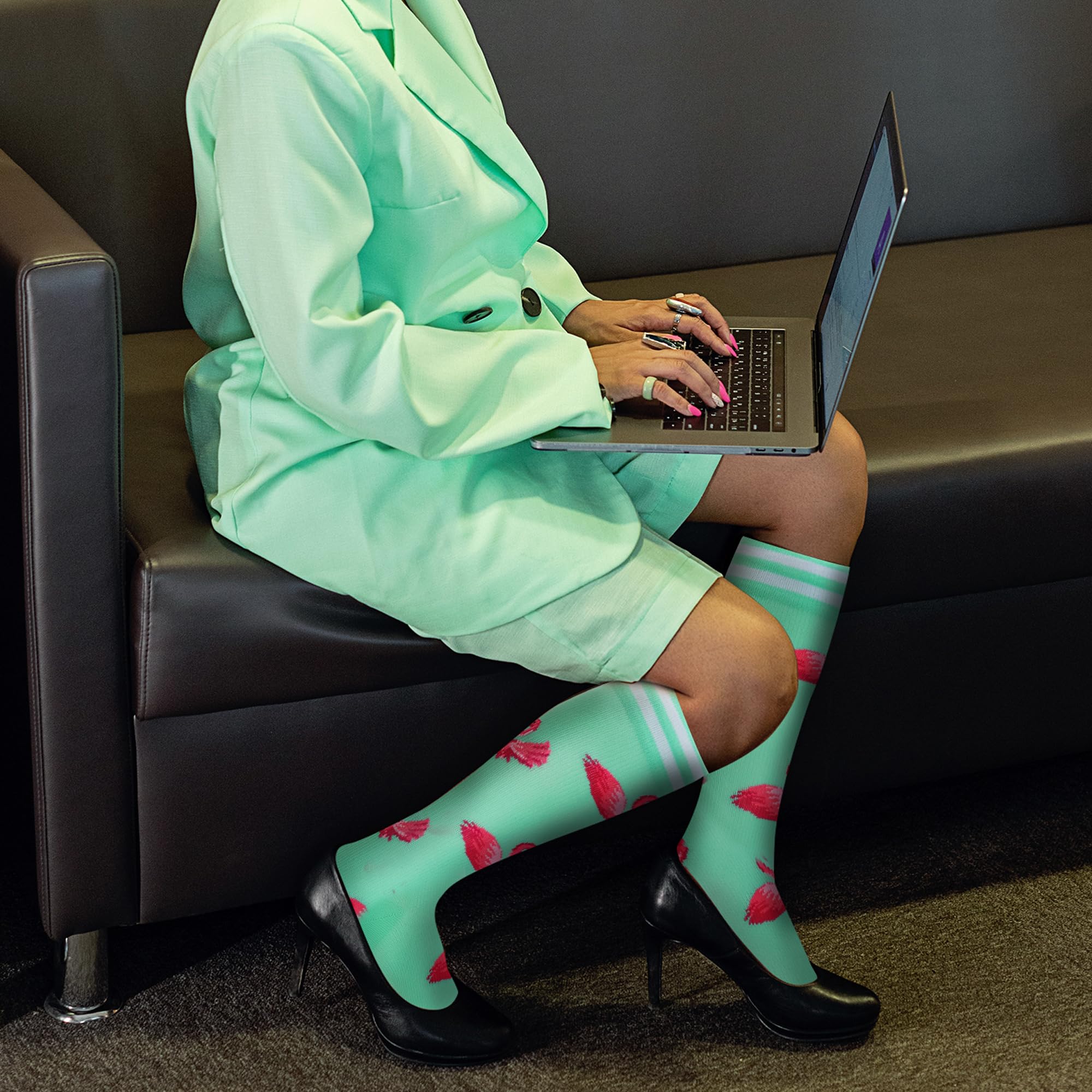 Fenglaoda Compression Socks for Women & Men - 6 Pairs Circulation Support Socks for Nurses, Running, Travel & Long Flights - Improve Blood Flow & Reduce Swelling