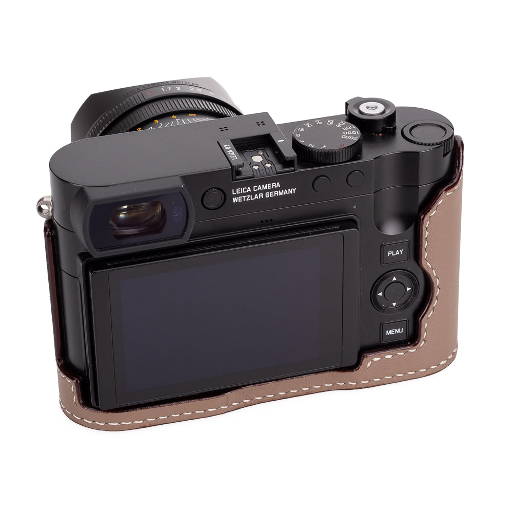 Arte di Mano Leica Q3 Half Case (Type 1 SD, Screw Secured) - Swift Etoupe - Premium Leather Camera Protector for Travel & Street Photography
