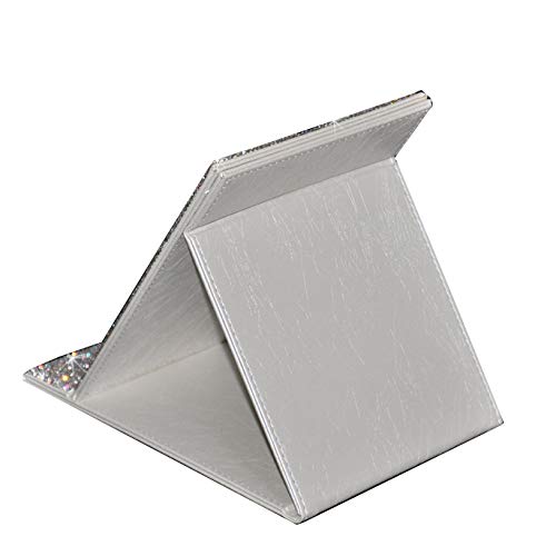 Portable Folding Vanity Mirror with Stand - Silver Travel Makeup Mirror for Cosmetics & Beauty | Perfect for Home, Travel, and Professional Makeup Application
