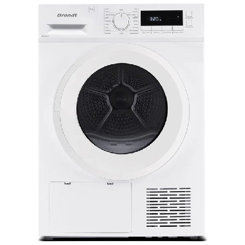 Brandt DFB383HWA 8kg Heat Pump Condenser Dryer - Energy Efficient, Quiet Laundry Appliance for Home & Apartment Use | Perfect for Small Spaces & Eco-Friendly Living