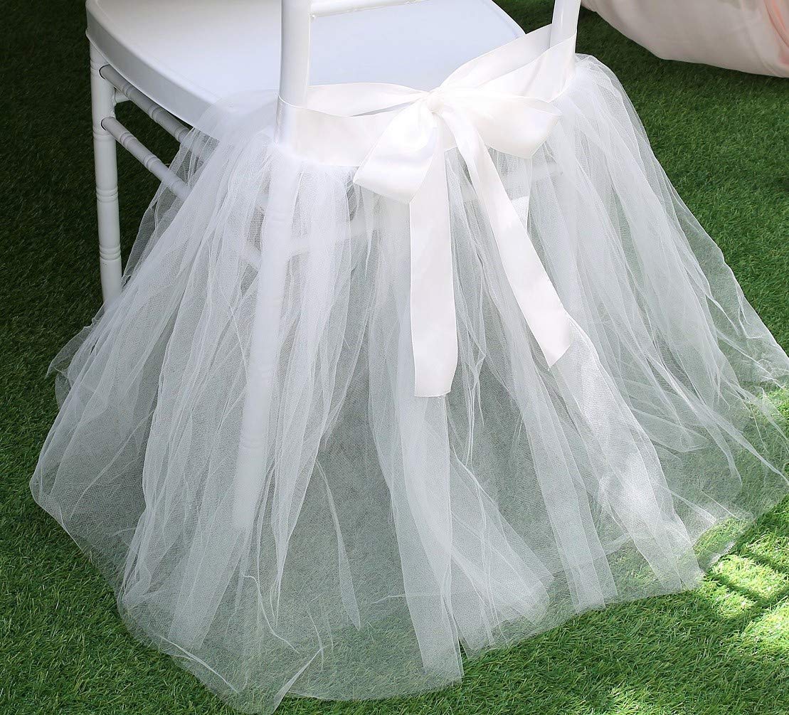 UNIQOOO White Tulle Tutu Chair Cover - 20