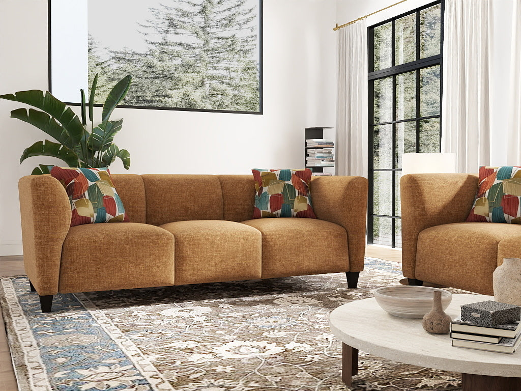 Roundhill Furniture Della Upholstered Stationary Sofa - Modern Living Room Couch with Soft Fabric, Comfortable Seating for Home, Office & Lounge Spaces