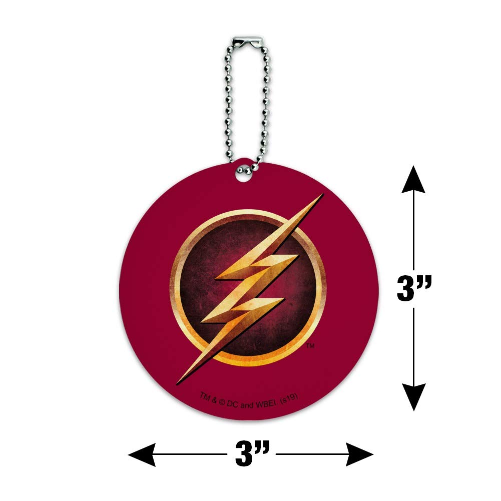The Flash TV Series Logo Round Luggage ID Tag - Durable Suitcase Name Tag for Carry-On Bags - Perfect for Travel, Business Trips & Conventions (Superhero Fan Gift)