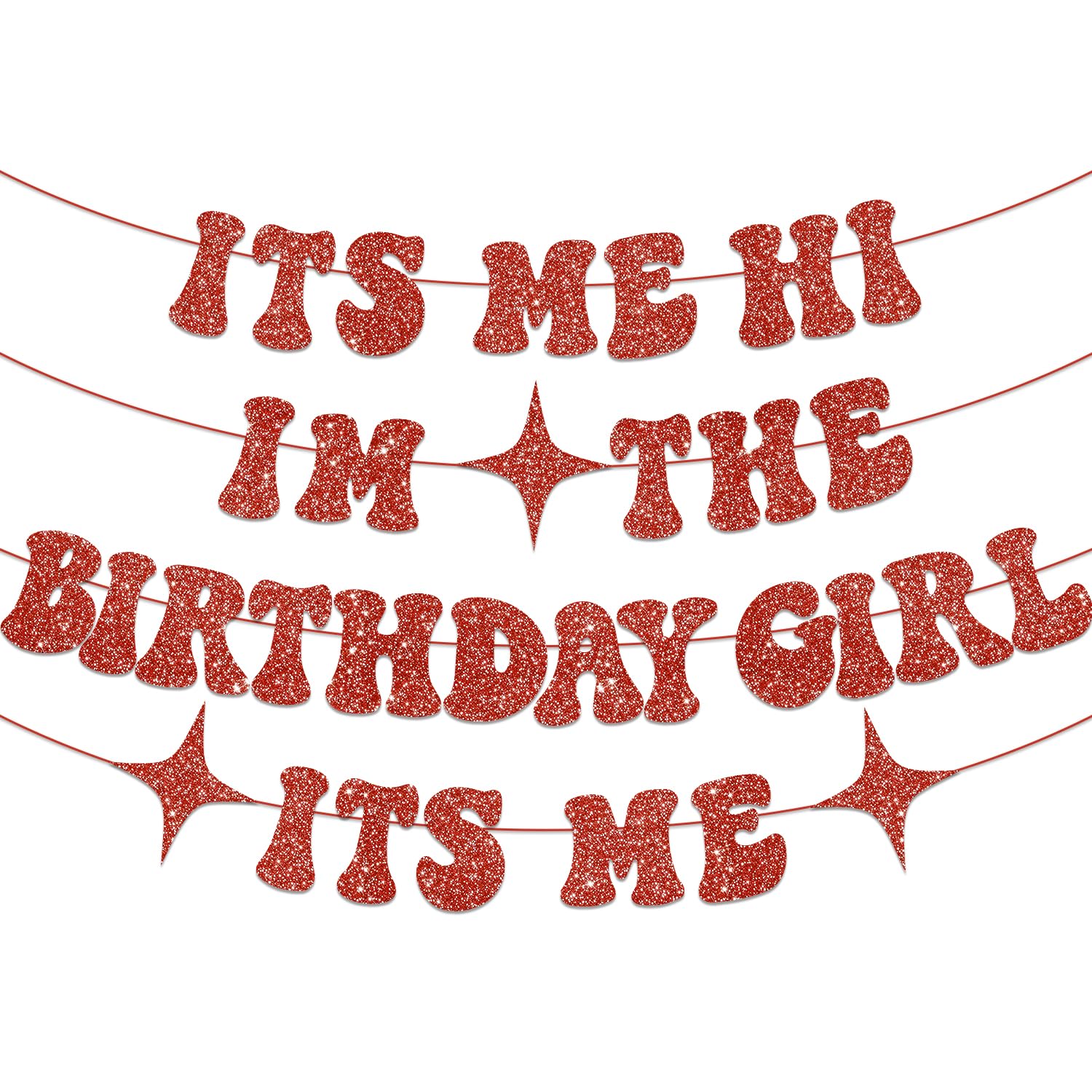 NO-DIY Glitter Red Birthday Banner - 'It's Me Hi I'm The Birthday Girl' Party Decorations | Popular Singer Themed Garland for Birthday Parties, Baby Showers & Special Celebrations