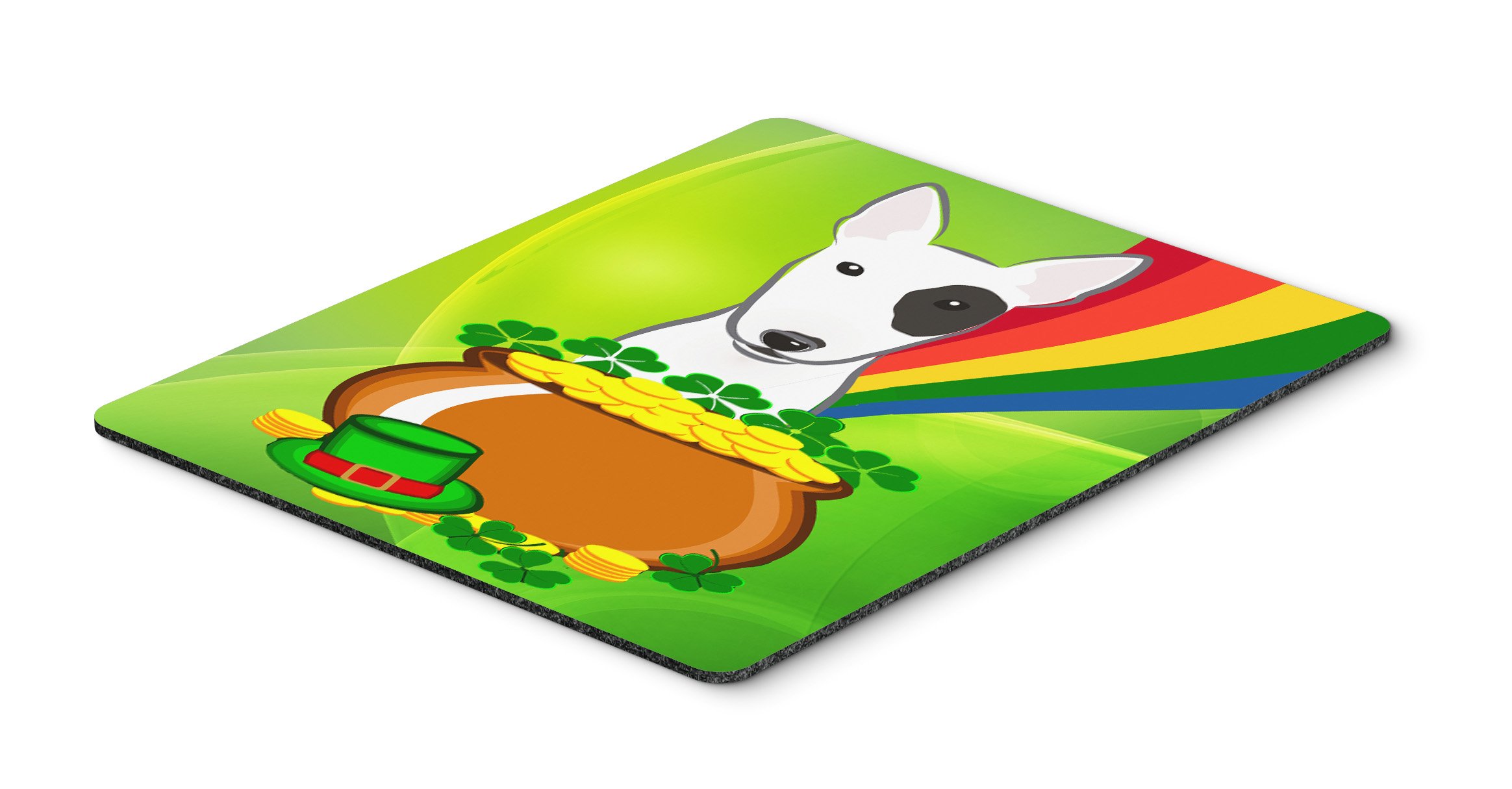 Bull Terrier St. Patrick's Day Mouse Pad - Large Washable Non-Slip Desk Mat for Home Office, Gaming & Computer Work | Cute Dog-Themed Hot Pad & Trivet for Kitchen Use