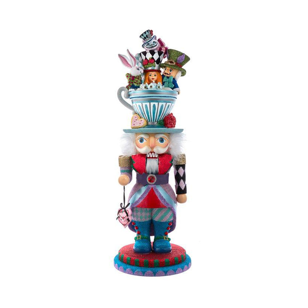 24 Hollywood Nutcracker Alice in Wonderland Teacup Party Hat Nutcracker Collectible - Kurt Adler Christmas Decor for Holiday Parties & Disney Themed Events