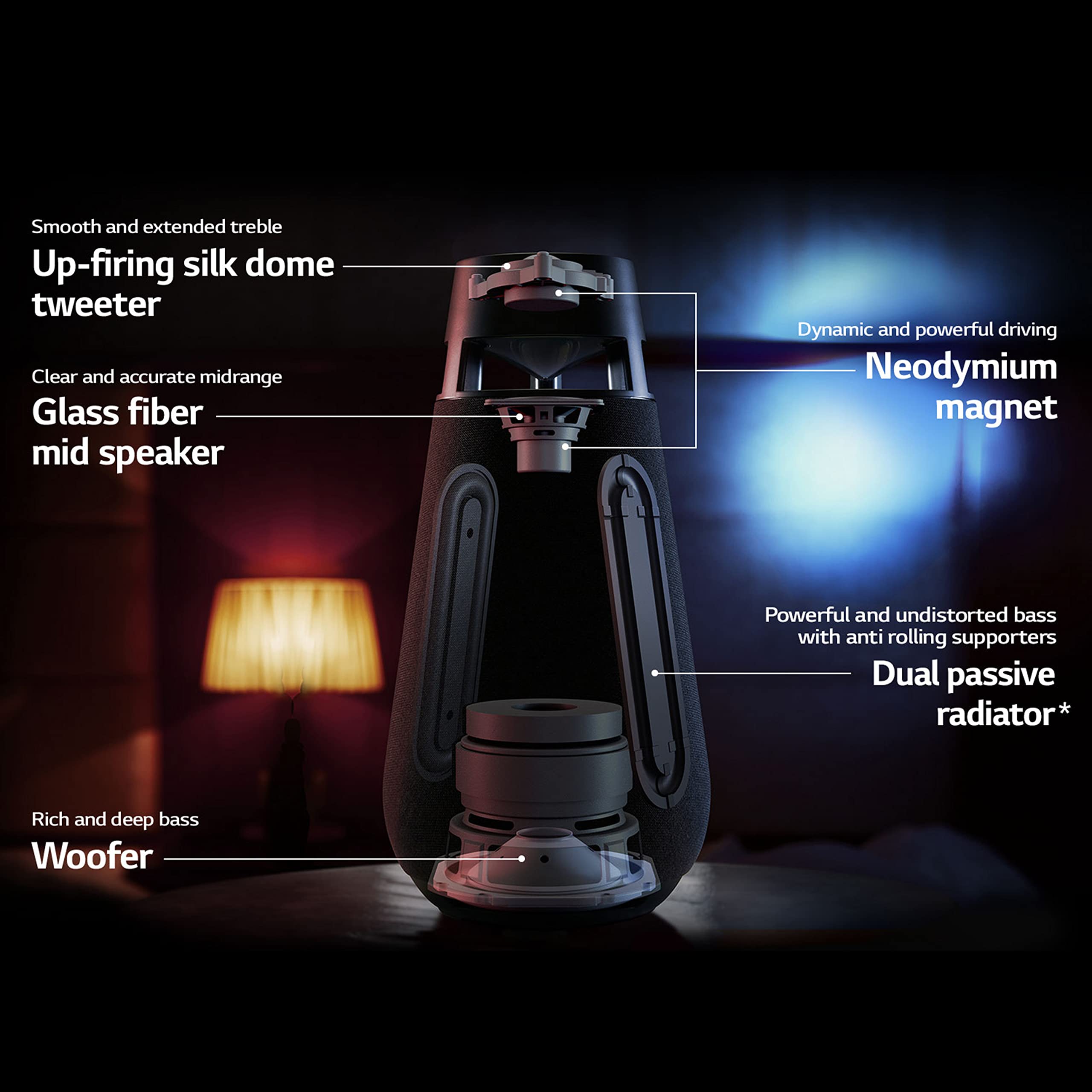 LG XBOOM 360 X03 Portable Bluetooth Speaker - 360° Sound, Waterproof, 24H Playtime for Outdoor, Pool Party & Travel