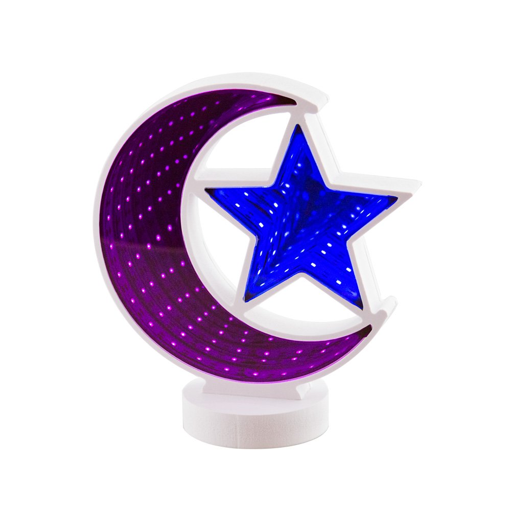 Chibuy USB Moon LED Infinity Mirror Lamp - Blue Illusion Tunnel Light for Home Decor, Bedroom, Party & Gift Ideas | Energy-Efficient & Stylish Night Light