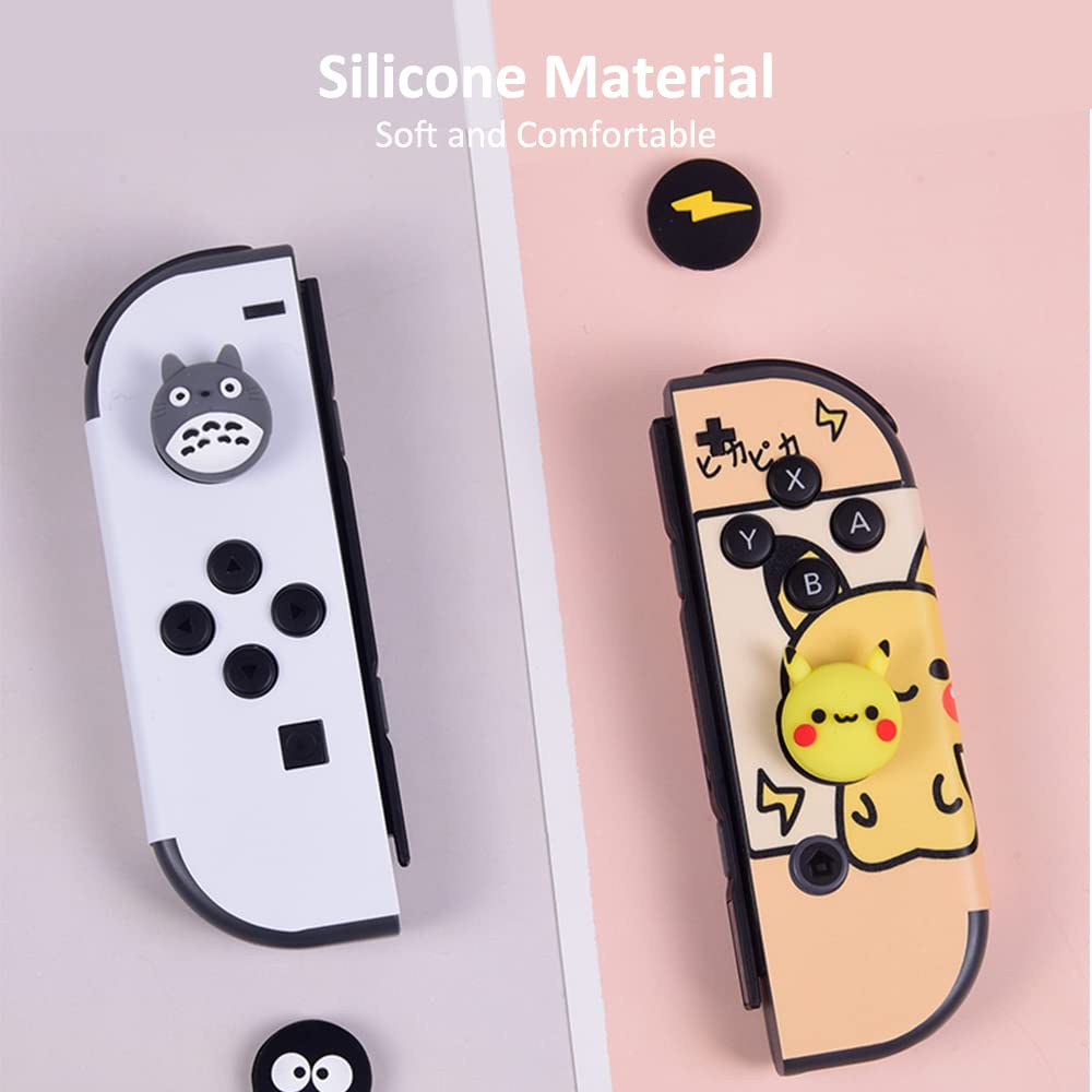 Viwind Soft Silicone Joy-Con Thumb Grip Caps for Nintendo Switch/OLED/Switch Lite - Cute 3D Pikachu Analog Stick Cover - Enhance Gaming Comfort & Control for Long Play Sessions