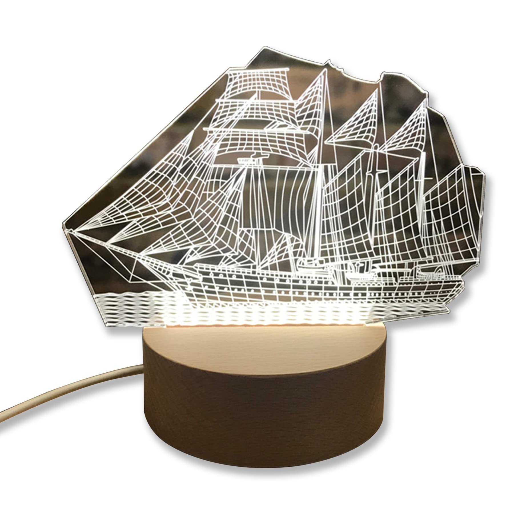 3D Quadruped Crab Sailboat Night Light - Visual Stereo Slideshow Desk Lamp, Warm White LED with No Discoloration, DIY Bedside Lamp for Valentine's Day & Birthday Gifts | Perfect for Bedroom Decor, Kids Room Nightlight, Romantic Gifts and Home Decoration