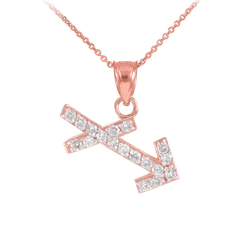 14K Rose Gold Diamond Sagittarius Zodiac Pendant Necklace - Elegant High Polish Jewelry for Birthday Gifts & Special Occasions