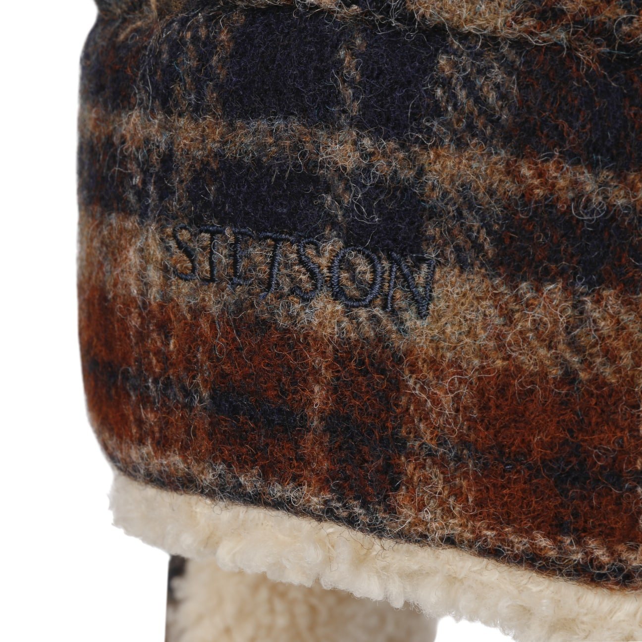 Stetson Checked Bomber Aviator Hat for Men - Classic Wool Blend Winter Cap with Ear Flaps - Perfect for Cold Weather, Outdoor Activities & Aviation Enthusiasts