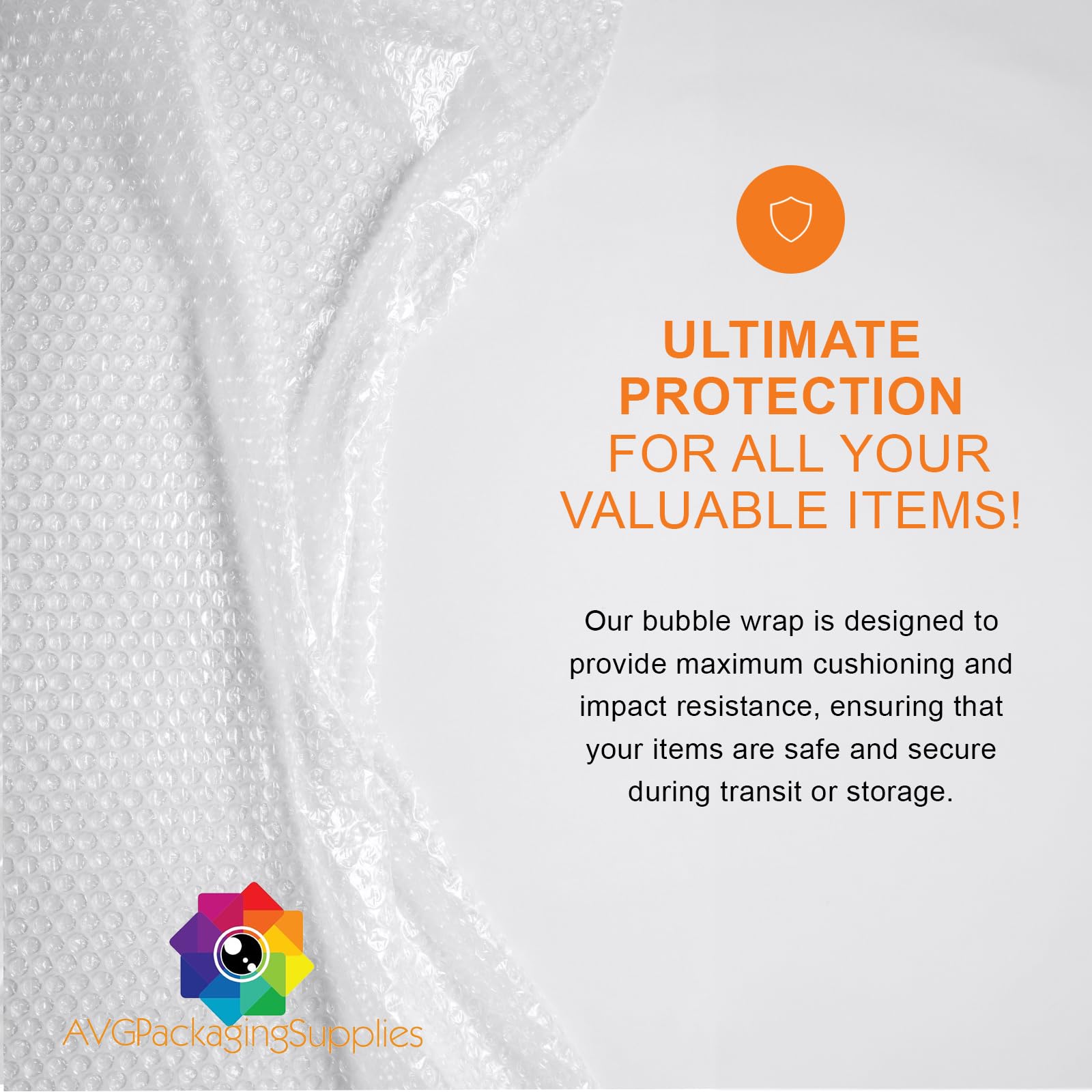 AVG Packaging Large Bubble Wrap Roll - Heavy Duty Perforated Packing Material for Moving & Shipping (125' x 12