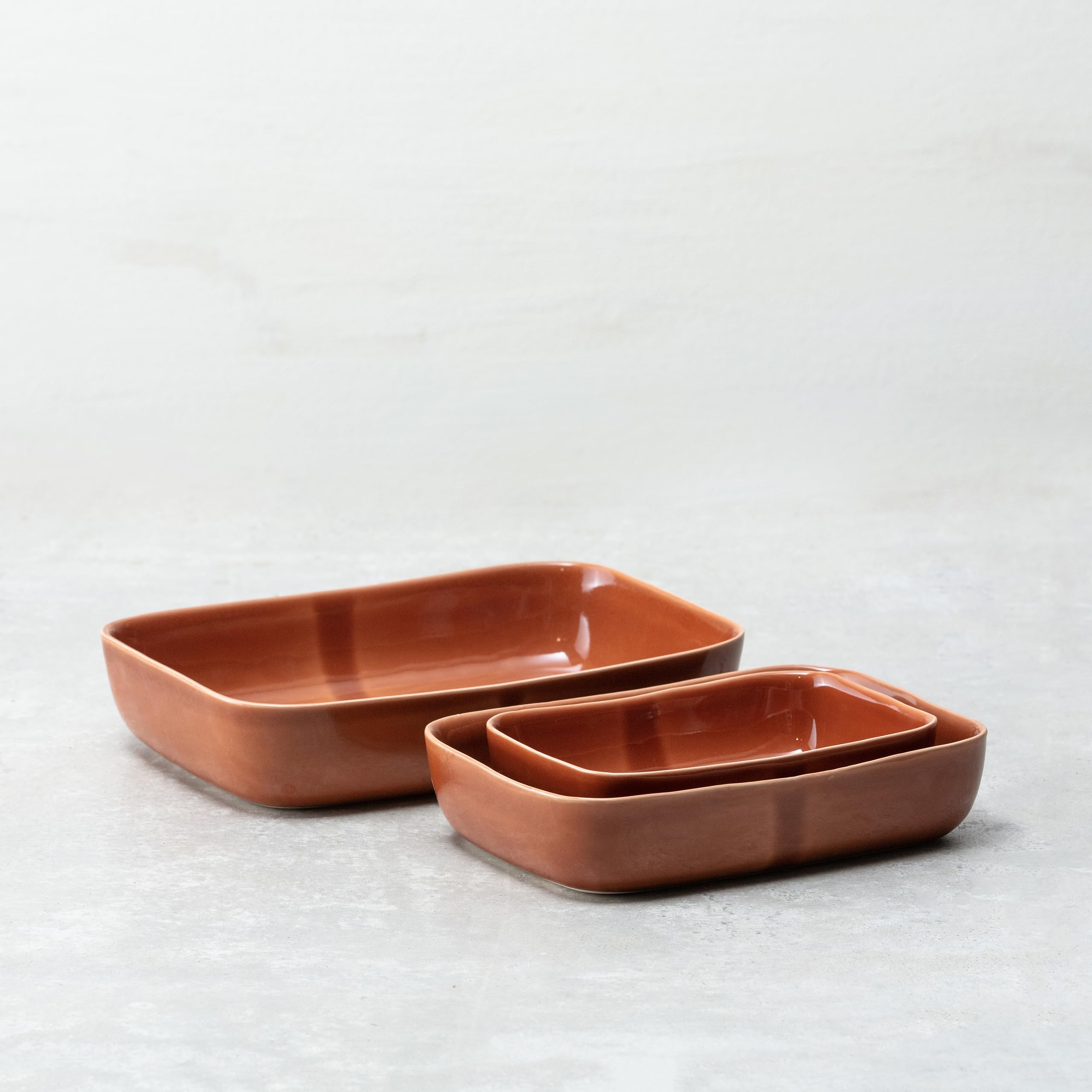 Fortessa Nosse Svelte Stoneware 3-Piece Bakeware Set - Terracotta Baking Dishes for Casseroles, Pies & Bread | Perfect for Home Cooking & Holiday Meals