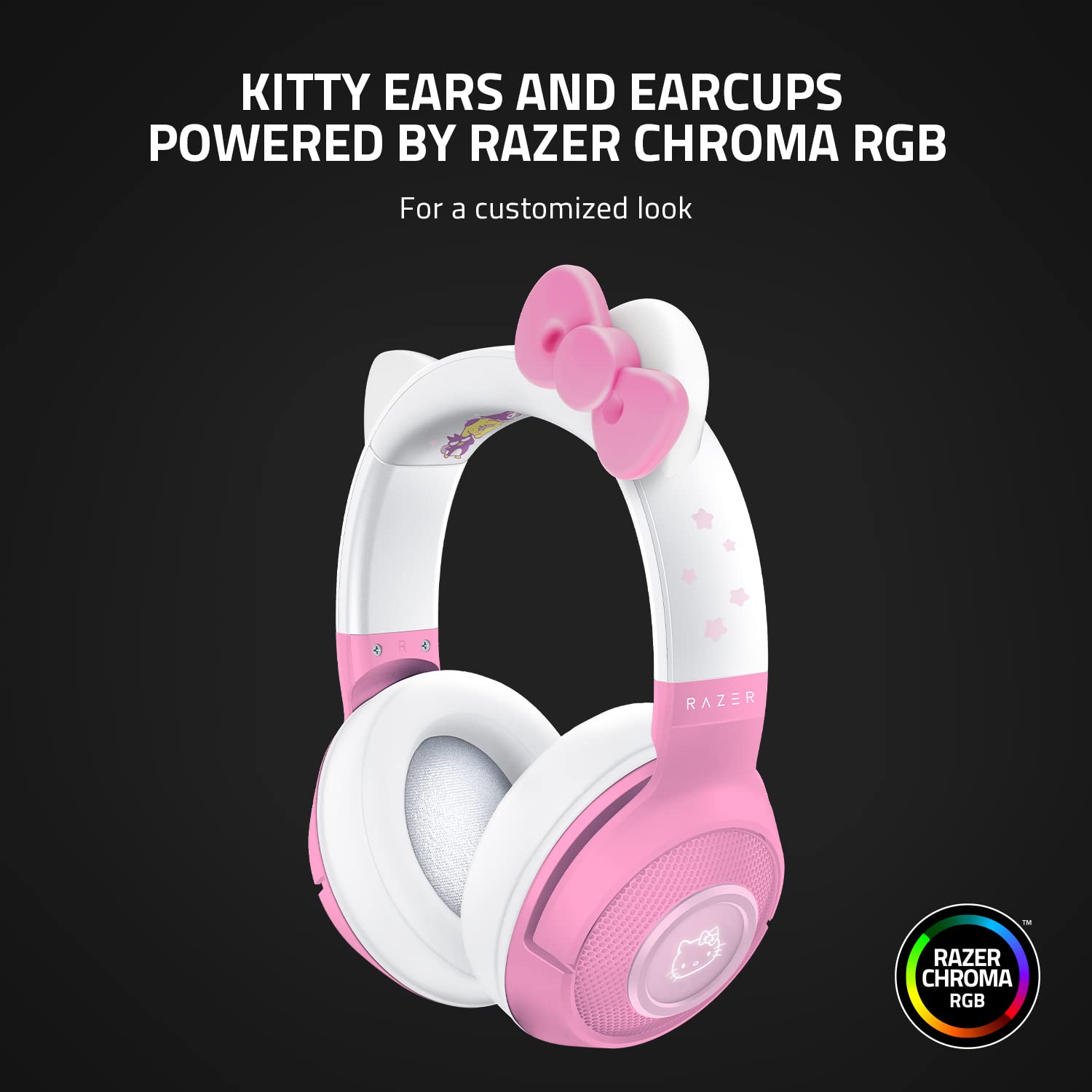 Razer Kraken BT Wireless Gaming Headset with Bluetooth 5.0, 40ms Low Latency, 40mm Custom-Tuned Drivers, Beamforming Mic & Chroma RGB - Hello Kitty Edition - Perfect for PC, PS5, Nintendo Switch & Mobile Gaming