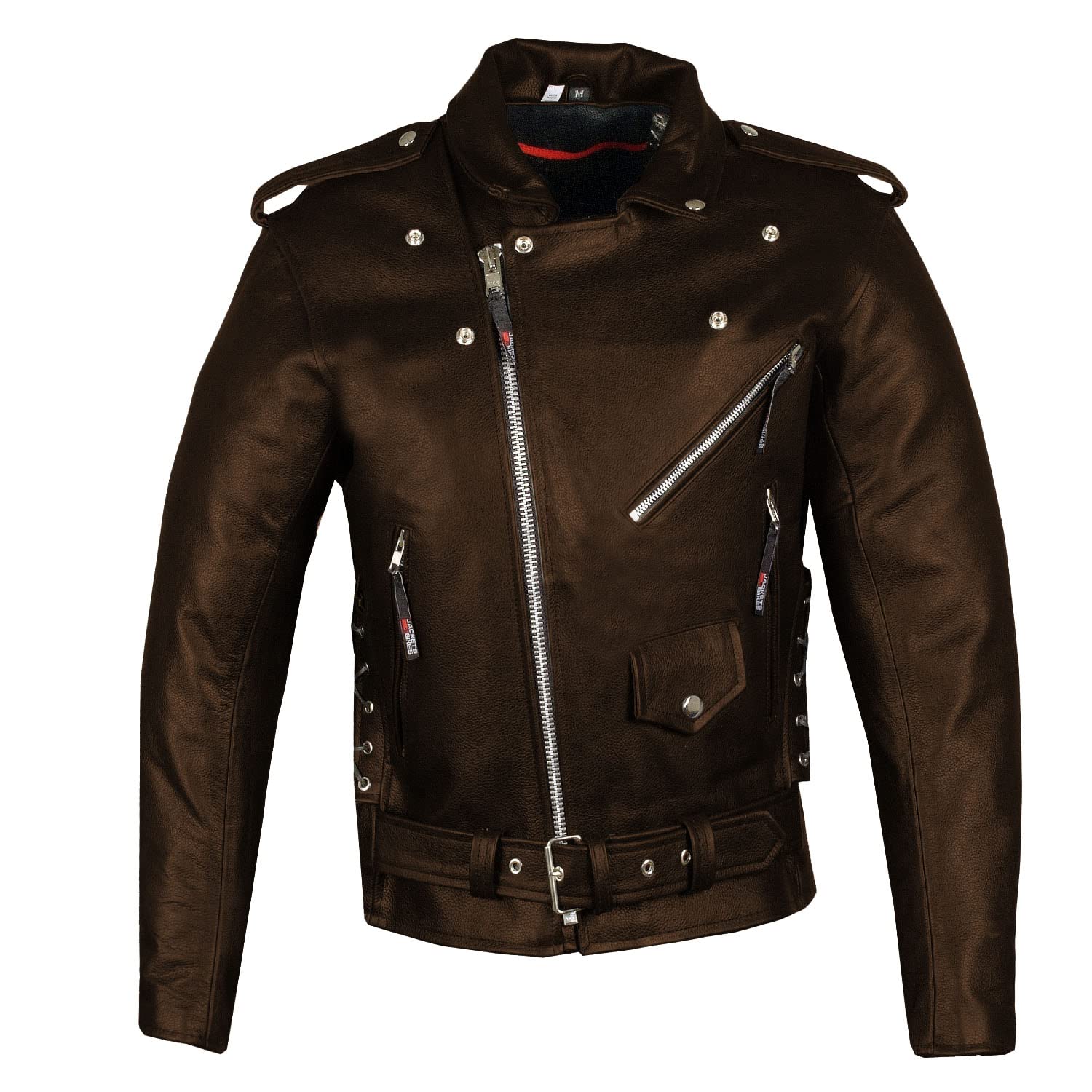 Premium Men's ICONIC Brando Leather Motorcycle Jacket - Genuine Buffalo Biker Jacket with Side Laces & Concealed Carry Pockets | All-Season Riding Jacket for Men (Brown, XL) | Perfect for Motorcycle Rides, Outdoor Adventures & Casual Streetwear