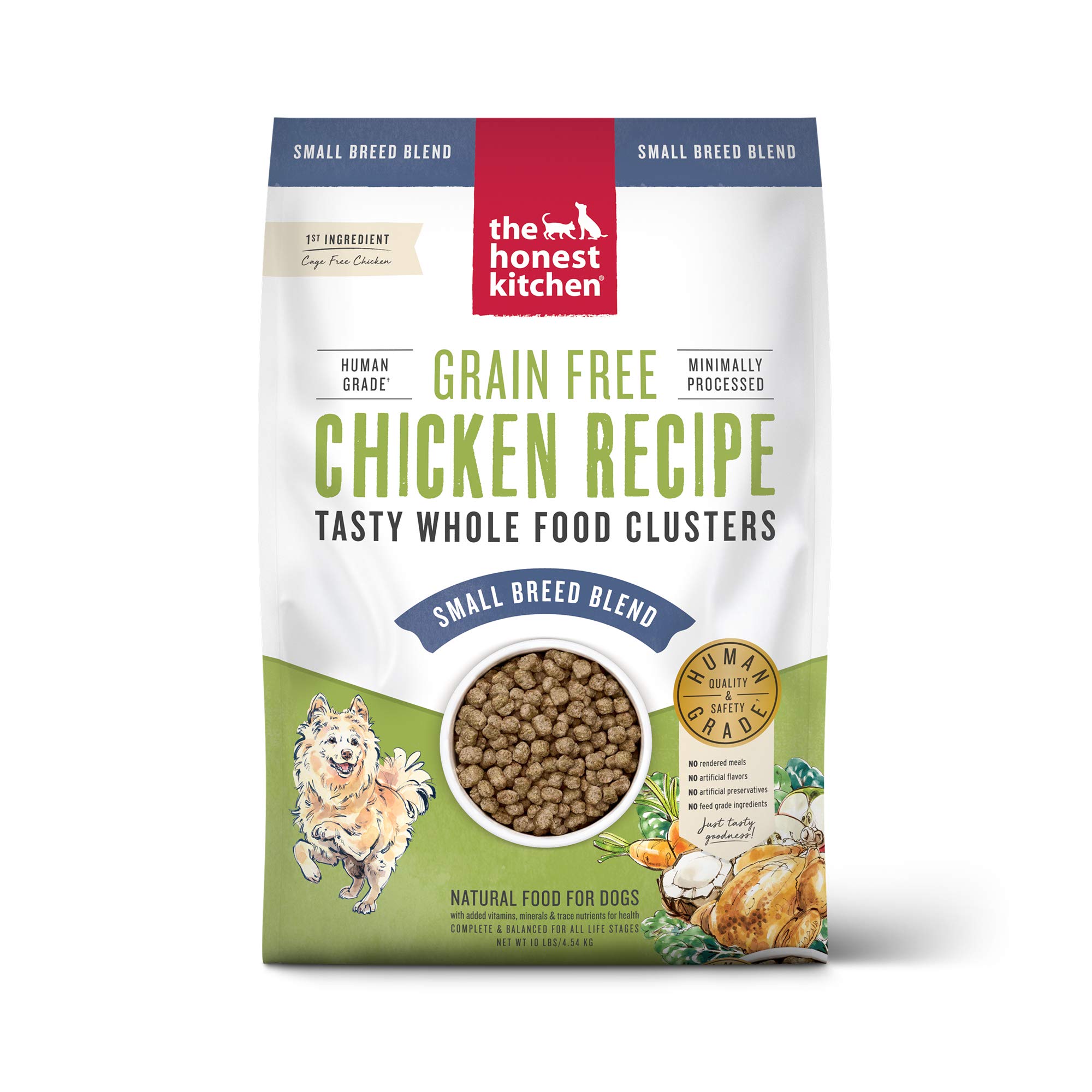The Honest Kitchen Grain-Free Small Breed Dry Dog Food - Chicken Recipe, 10lb Bag | Whole Food Clusters for Puppies & Adult Dogs | Perfect for Home Feeding & Travel