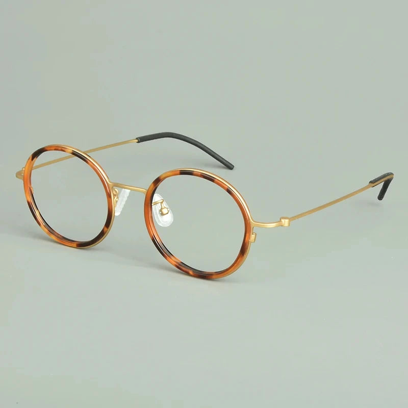Aimee Unisex Full Rim Round Titanium Acetate Eyeglasses Frame 15503 - Lightweight & Durable Glasses for Men & Women - Perfect for Reading, Work & Everyday Wear