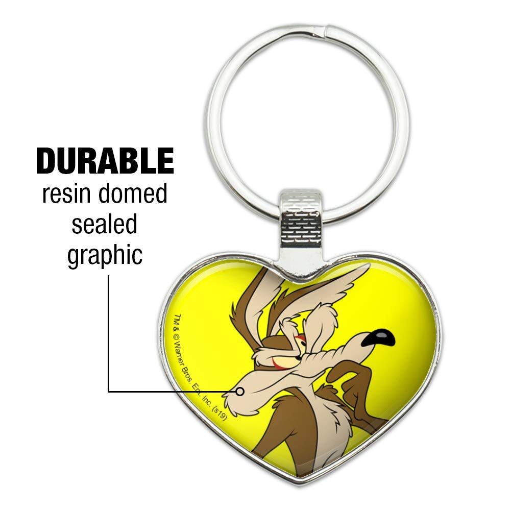 Looney Tunes Wile E Coyote Heart Love Metal Keychain - Durable Key Ring for Car Keys, House Keys & Backpacks - Perfect Gift for Cartoon Fans & Collectors
