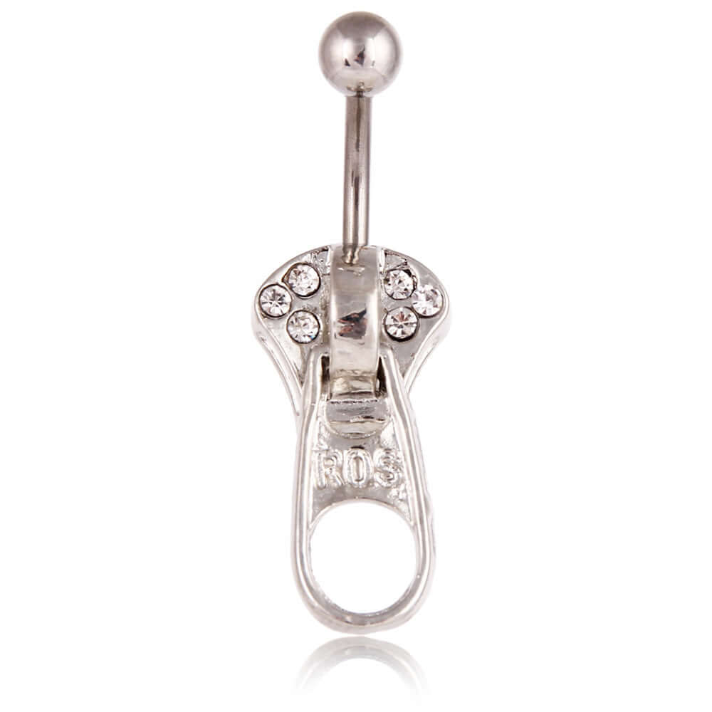 Punk Zipper Belly Rings for Women - C143 Gothic Body Jewelry for Navel Piercing | Perfect for Parties, Concerts, and Alternative Fashion